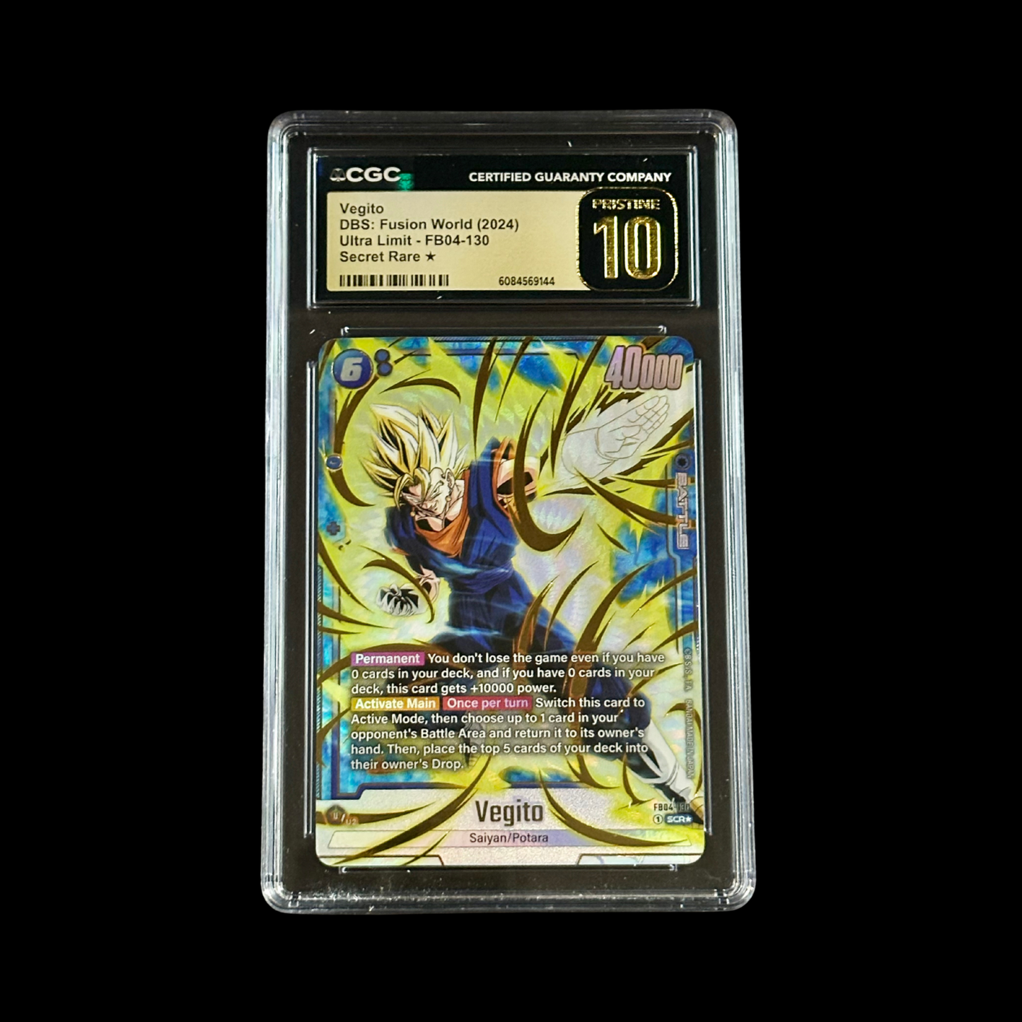 Dragon Ball Super Fusion World Slab Vegito FB04-130 CGC Pristine 10 2024