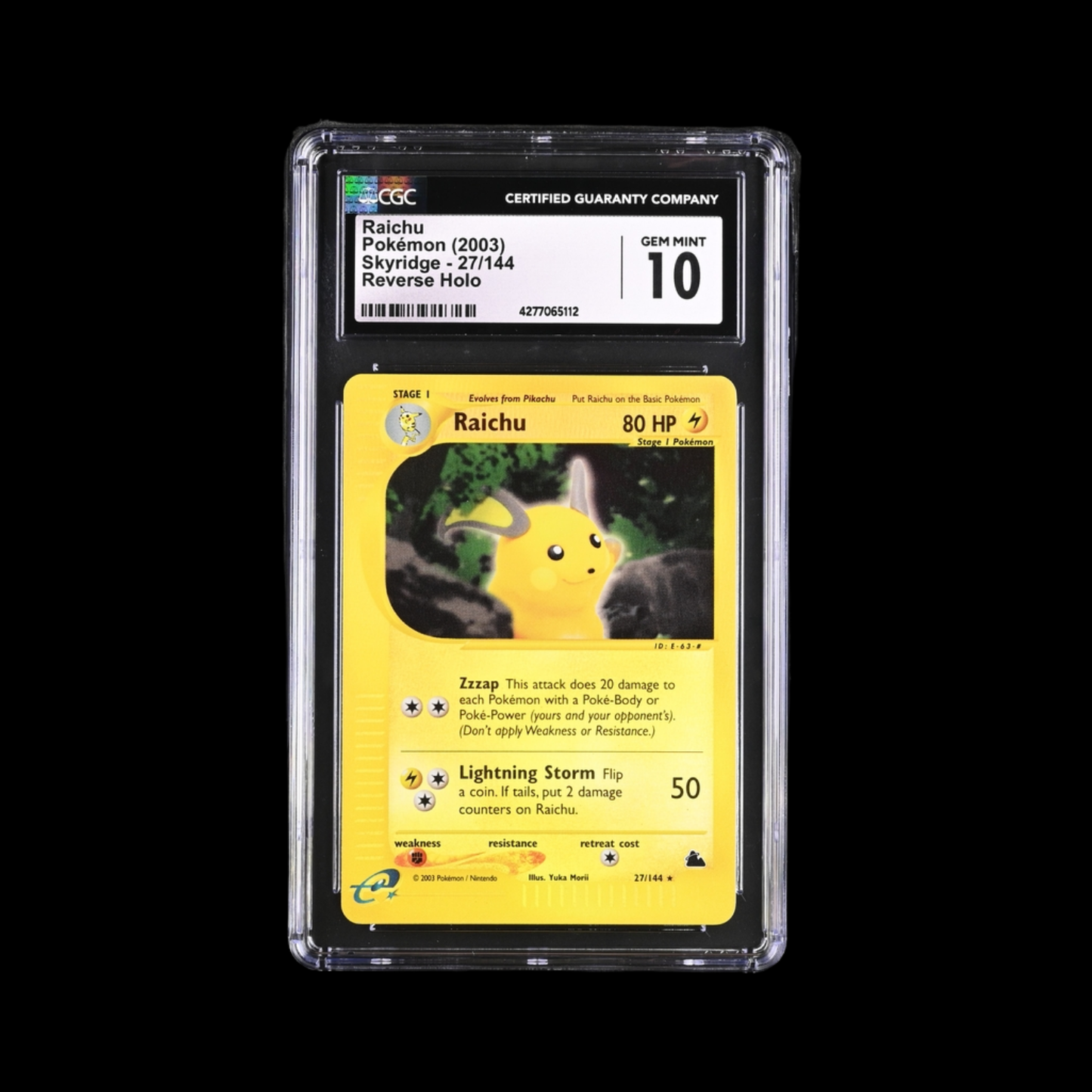 Pokemon Slab Raichu 27 Reverse Holo CGC 10 Gem 2003