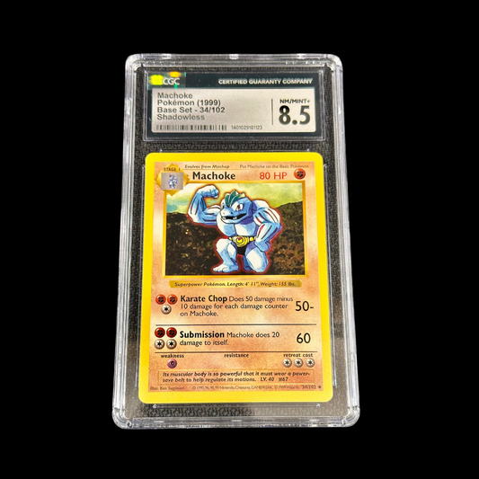 Pokemon Slab Machoke 34 Base Set Shadowless CGC 8.5 NM+ 1999