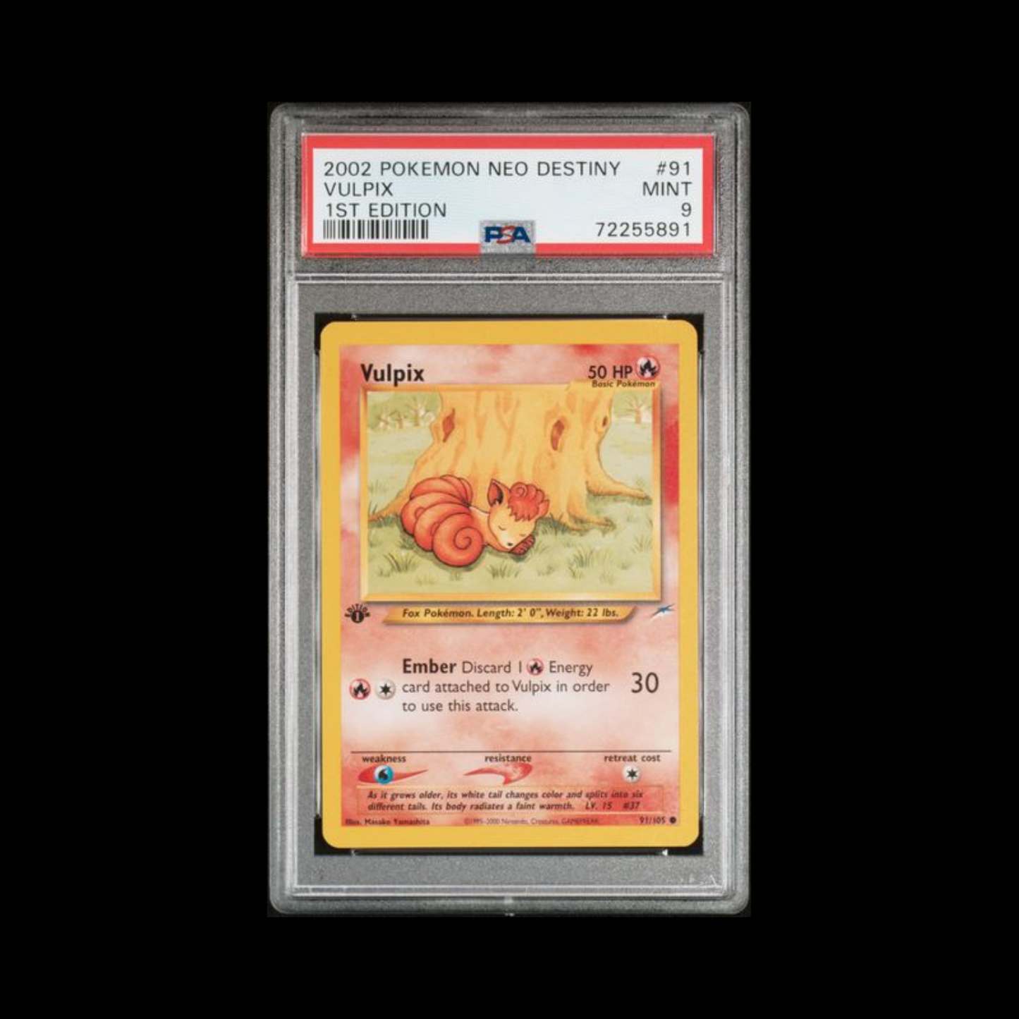 Pokemon Slab Vulpix 91 PSA 9 Mint 2002