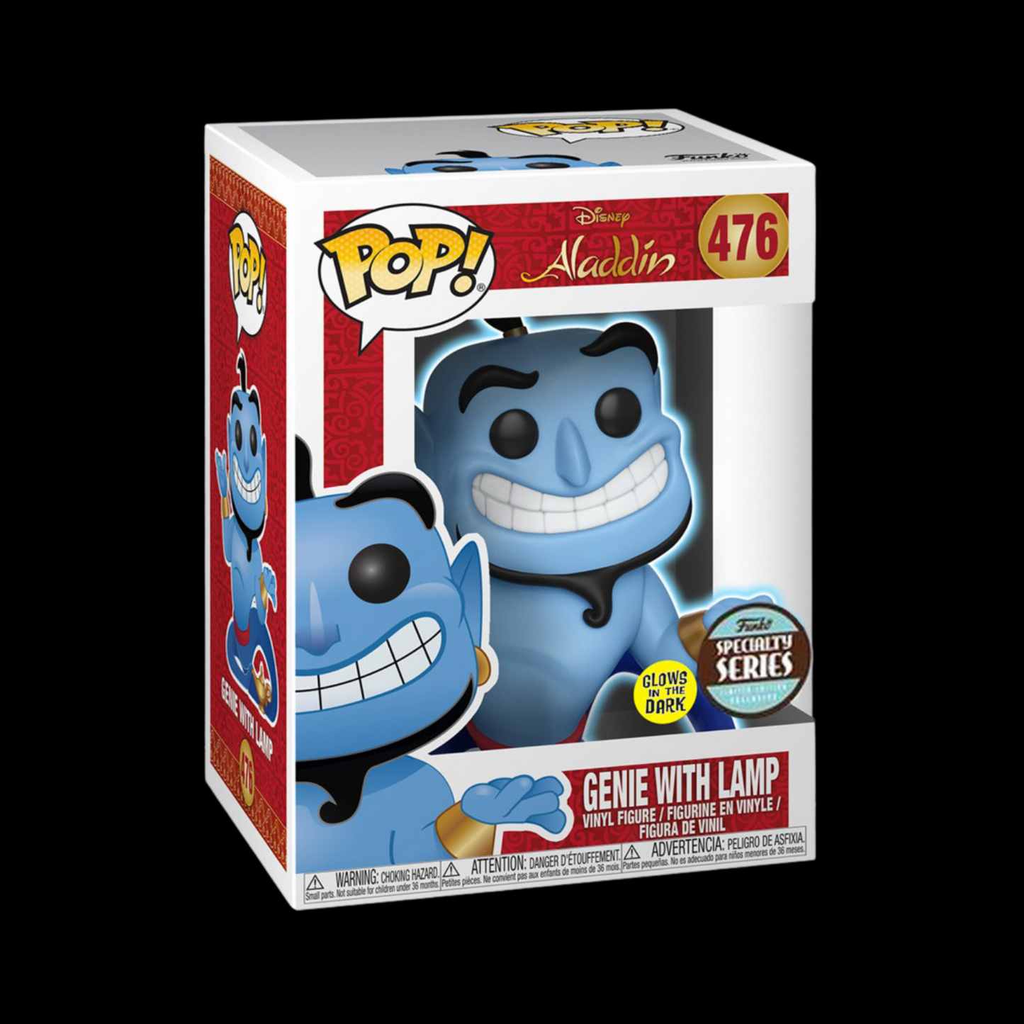 Disney Aladdin Genie With Lamp Funko Pop! Vinyl Figure #476 + Protector (Glows in the dark – Funko Specialty Series)