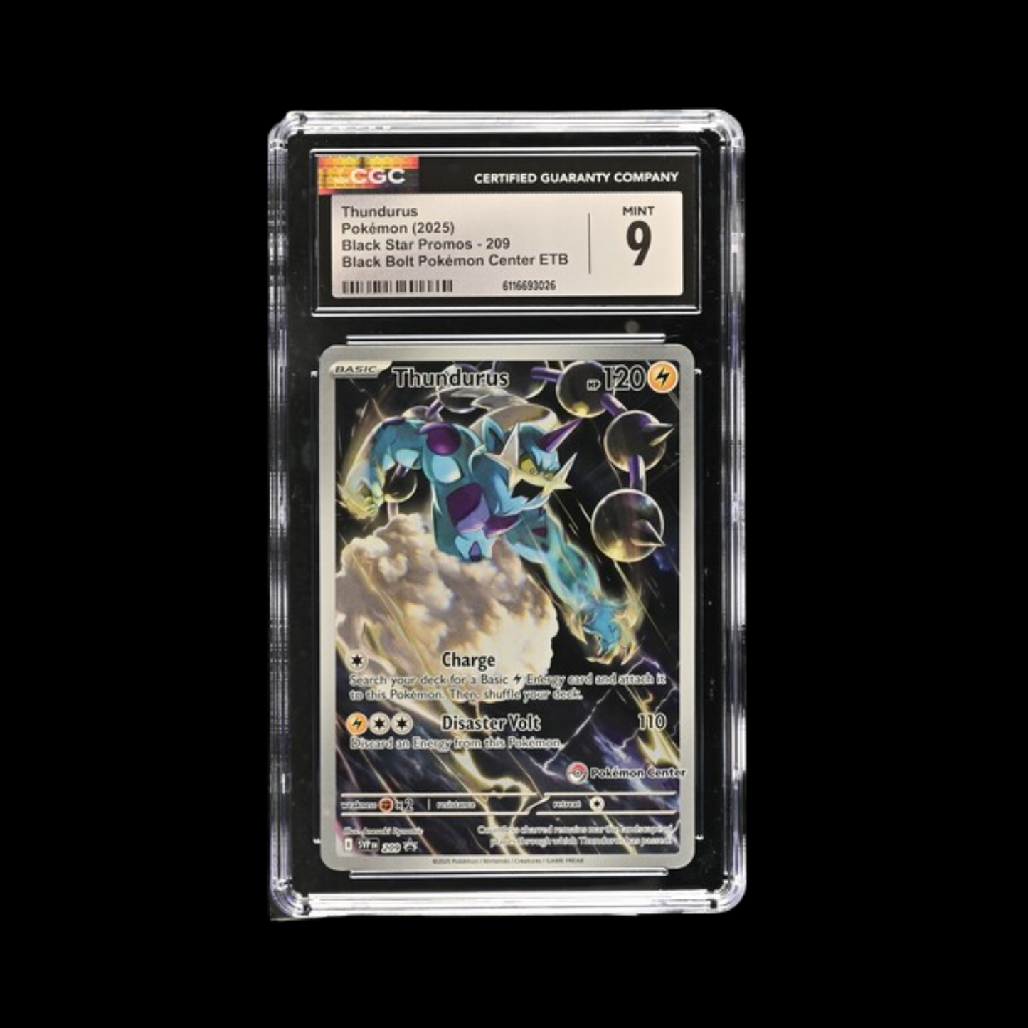 Pokemon Slab Thundurus 209 Pokemon Center CGC 9 Mint