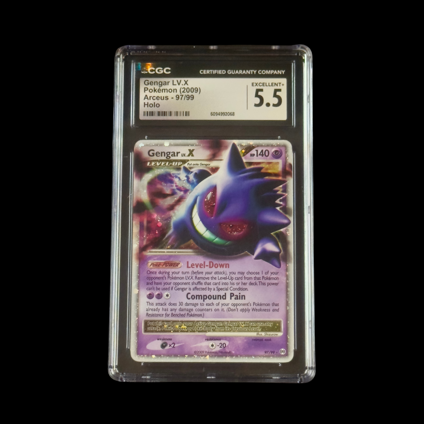 Pokemon Slab Gengar LV.X 97 CGC 5.5 EX+ 2009