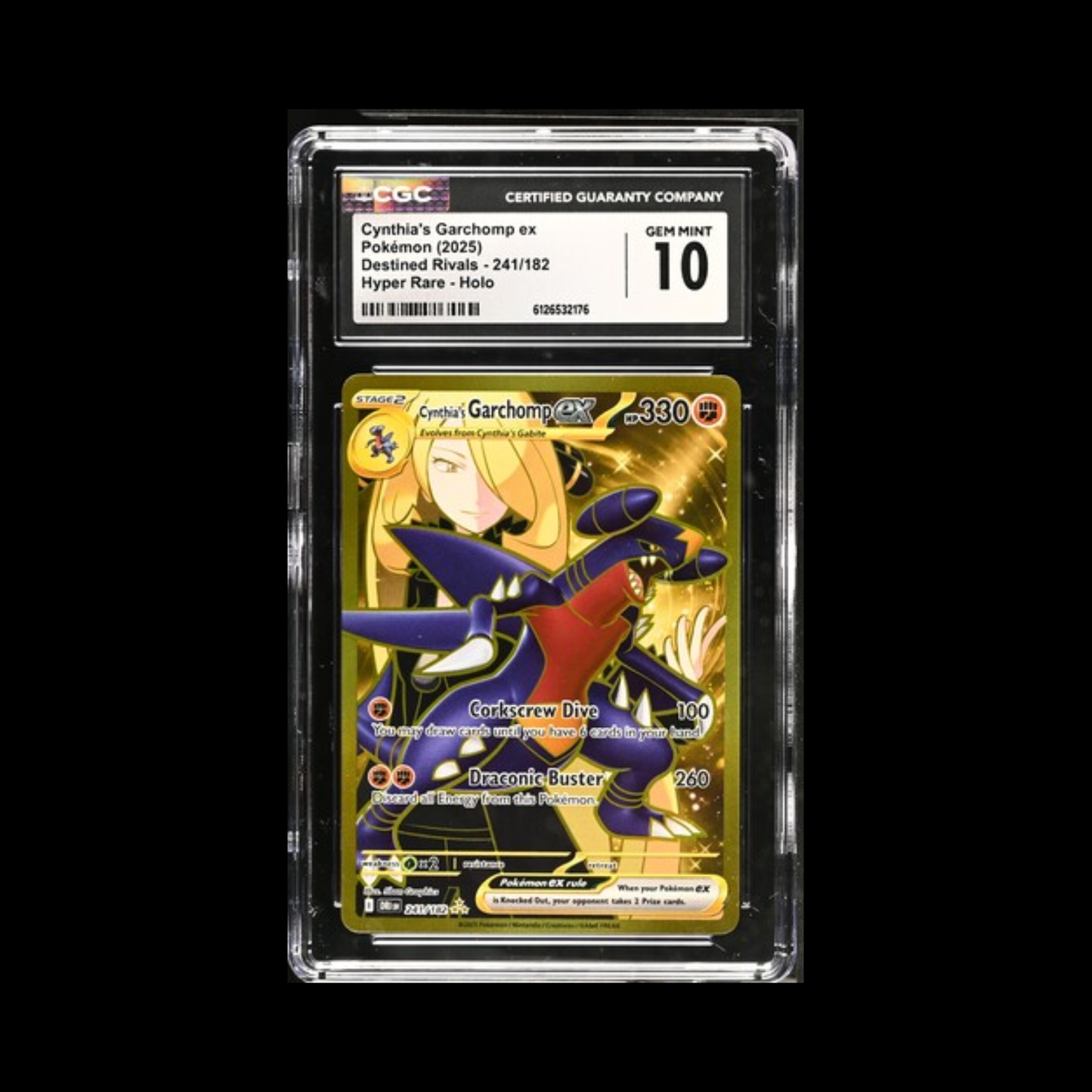 Pokemon Slab Cynthia's Garchomp EX 241 CGC 10 Gem 2025