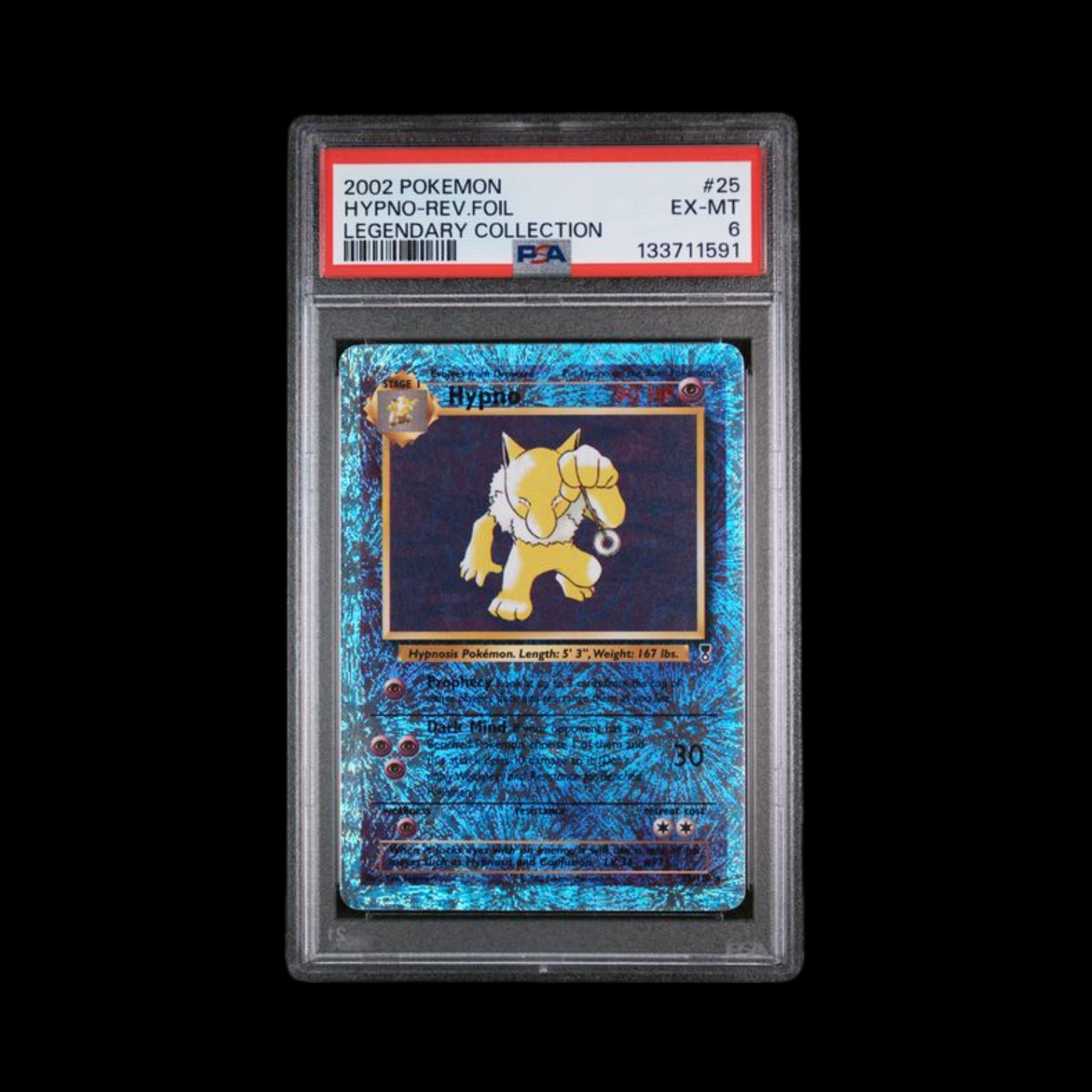 Pokemon Slab Hypno Reverse Holo Foil 25 PSA 6 2002