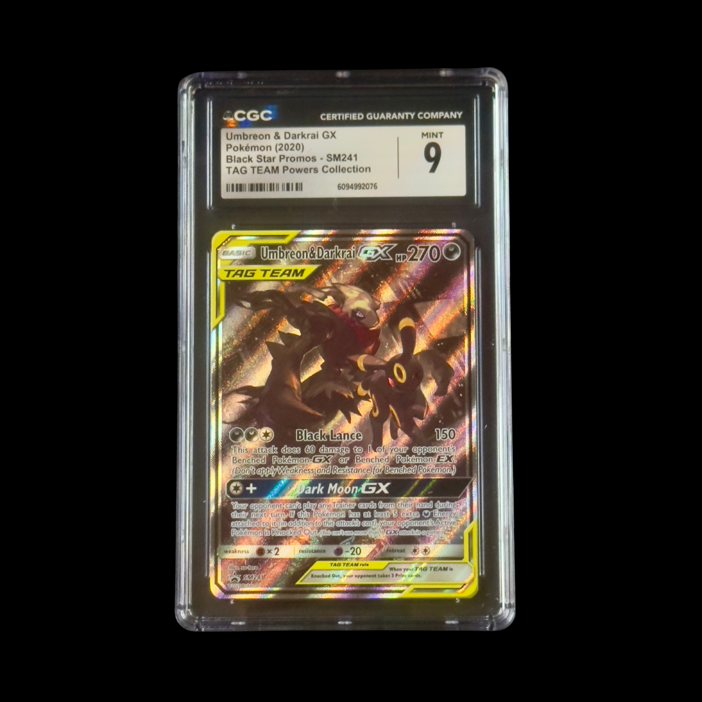 Pokemon Slab Umbreon & Darkai GX SM241 CGC 9 Mint 2020
