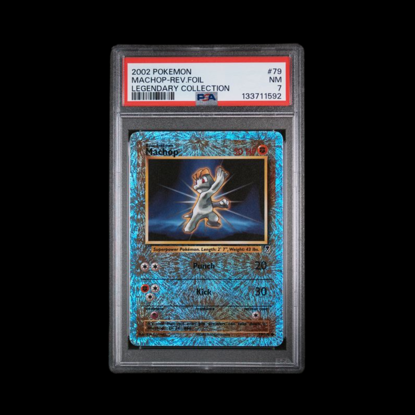Pokemon Slab Machop Reverse Holo 79 PSA 7 NM 2002
