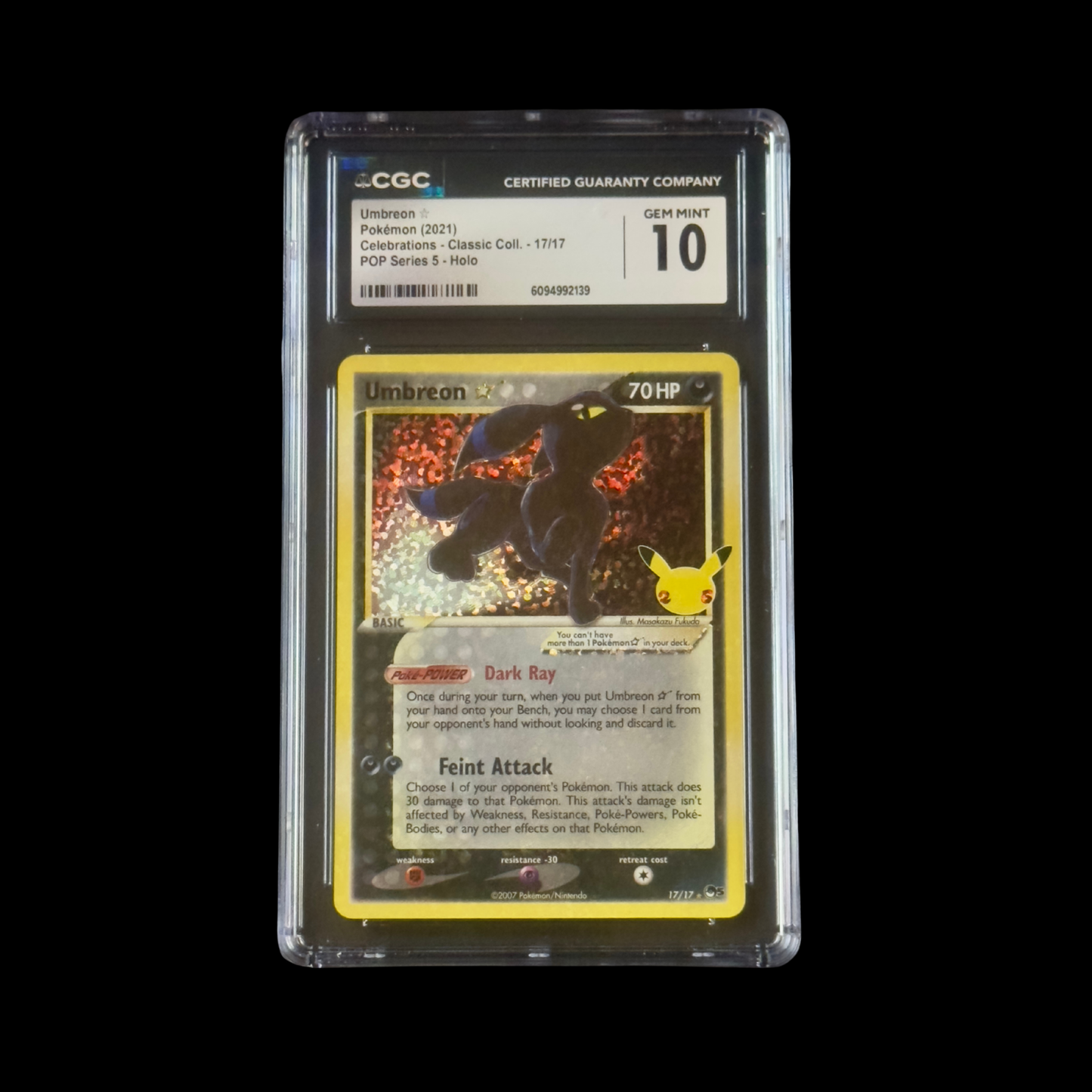 Pokemon Slab Umbreon 17 Celebration CGC 10 Gem 2021