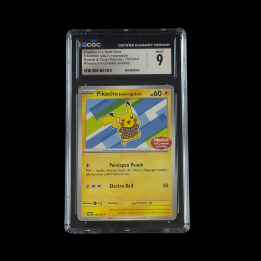 Pokemon Slab Indonesian Pikachu In A Batik Shirt 155/SV-P CGC 9 Mint 2024