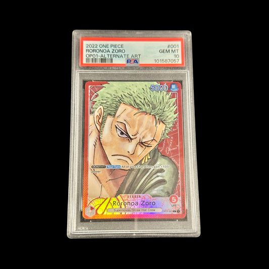 One Piece Slab Roronoa Zoro OP01-001 Alternate Art PSA 10 Gem 2022