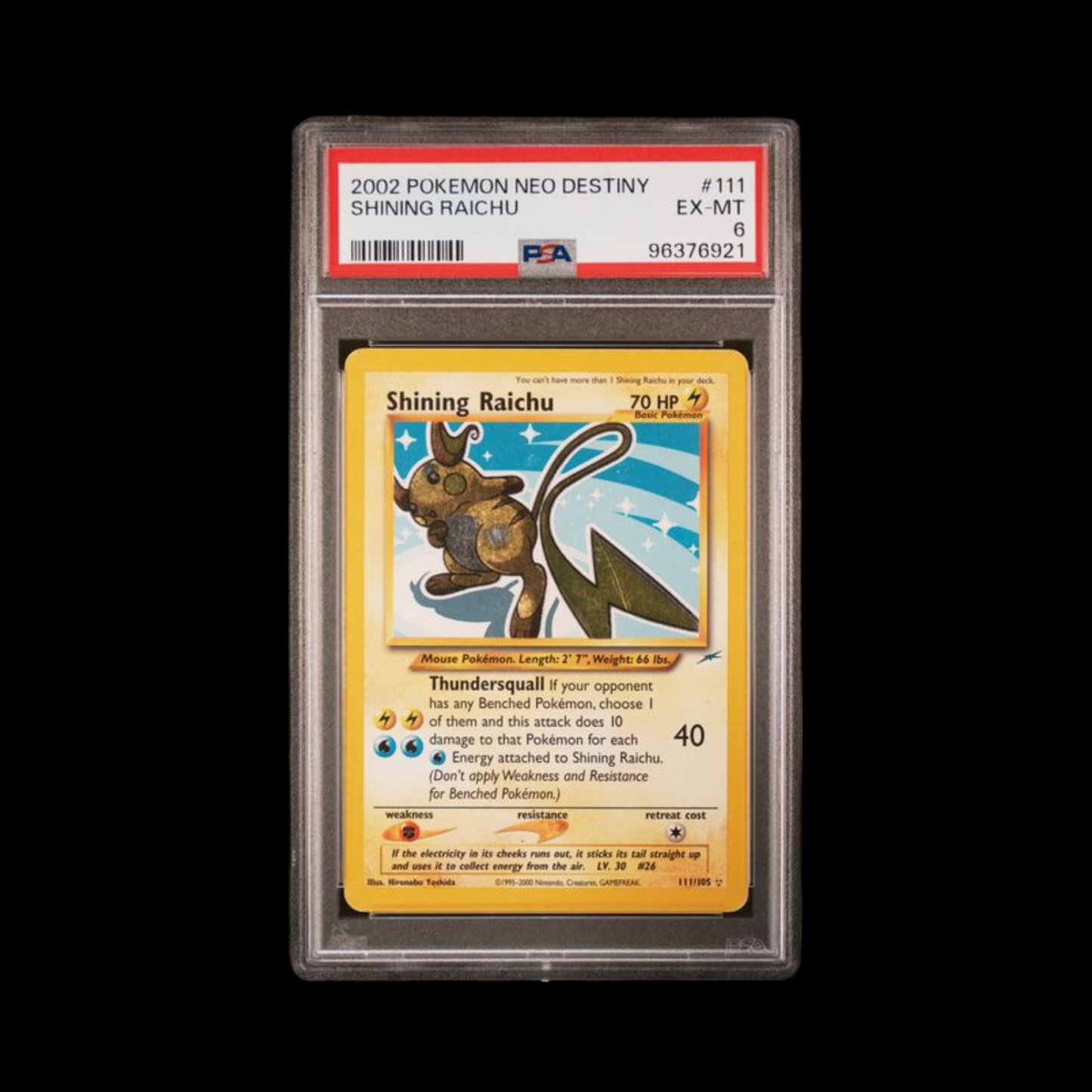 Pokemon Slab Shining Raichu 111 PSA 6 2002