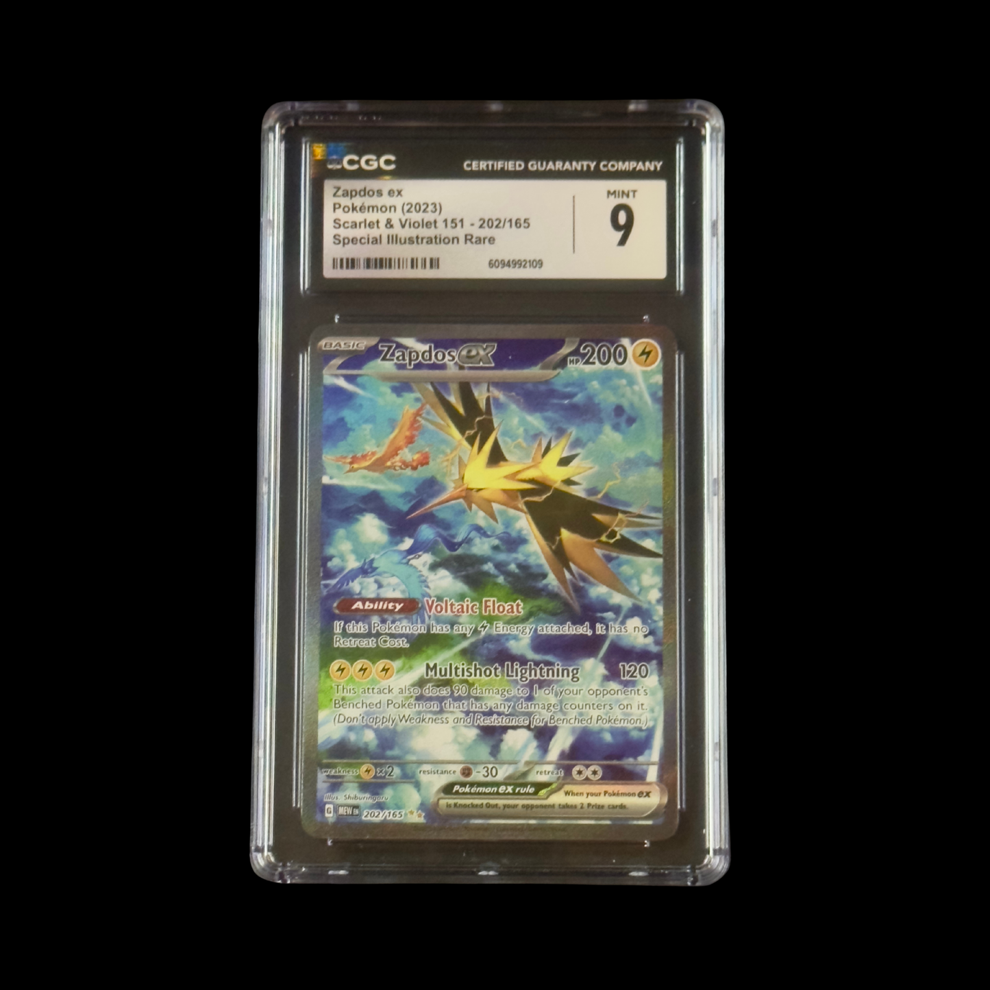 Pokemon Slab Zapdos EX 202 CGC 9 Mint 2023