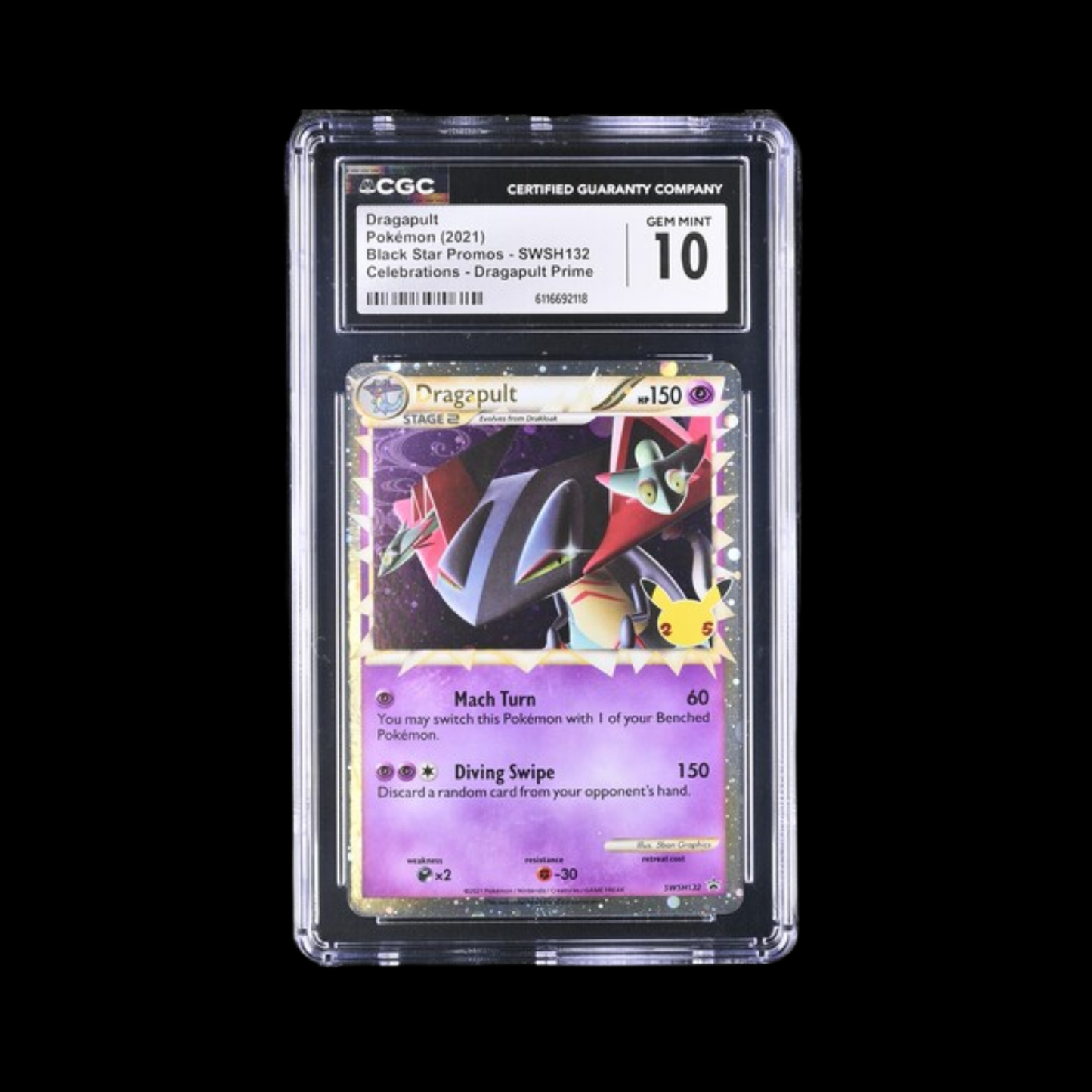 Pokemon Slab Dragapult Celebrations 132 CGC 10 Gem 2021