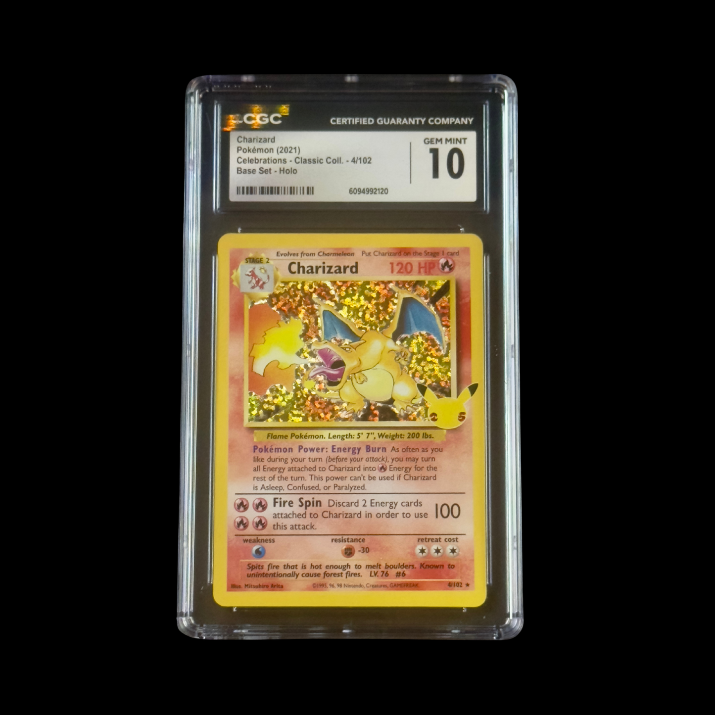 Pokemon Slab Charizard 4 Celebrations CGC 10 Gem 2021