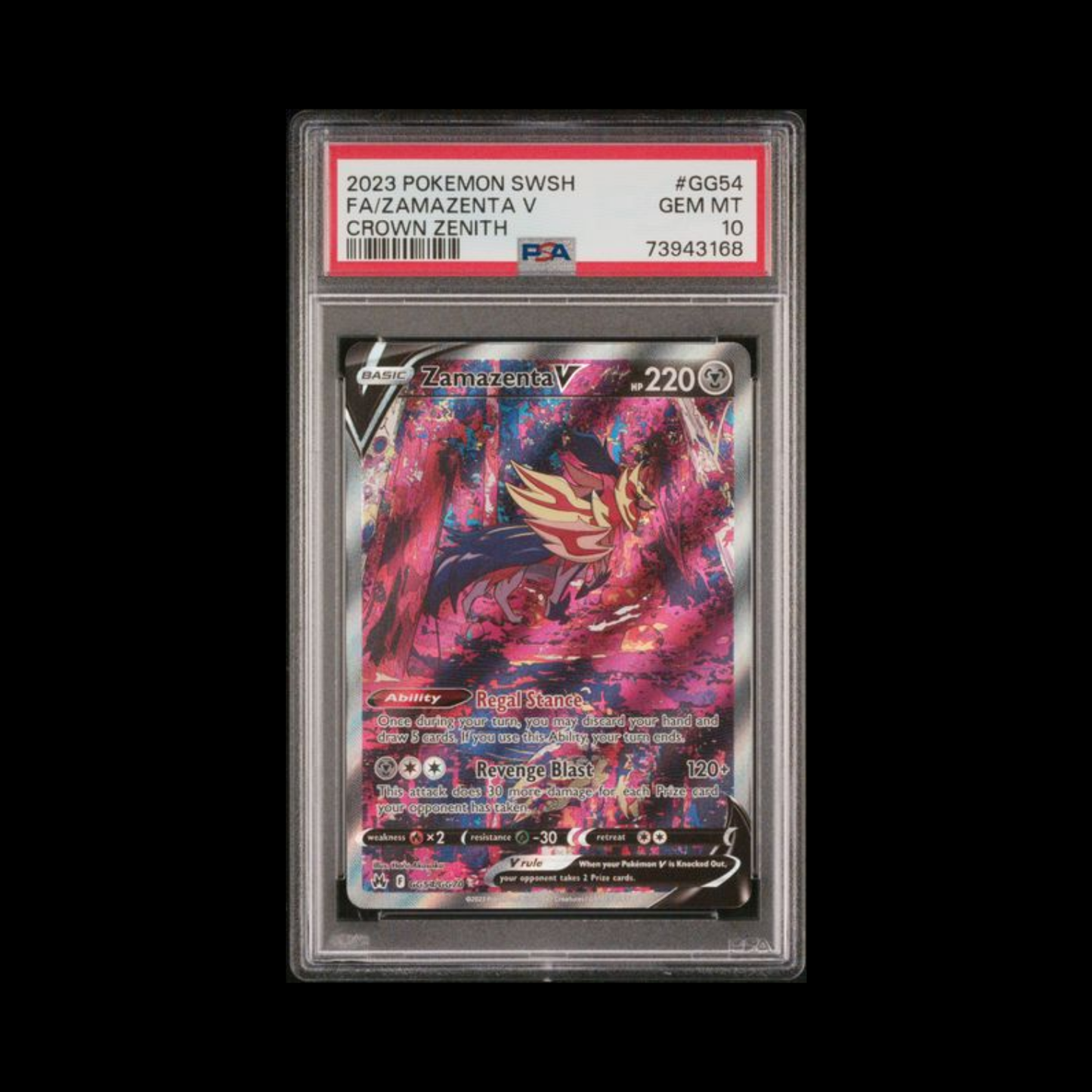 Pokemon Slab Zamazenta V GG54 PSA 10 Gem 2023