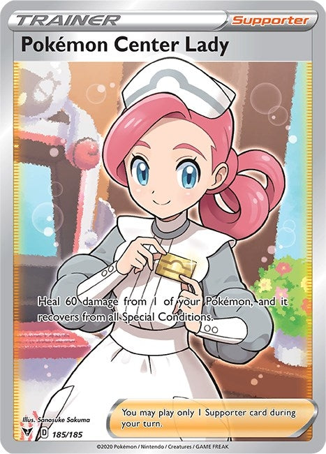 Pokemon Center Lady (Full Art) (185/185) (SWSH04)