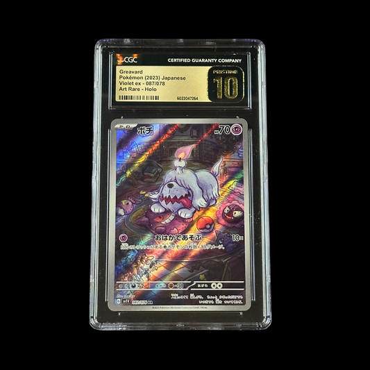 Pokemon JP Slab Greavard Violet EX Art Rare Holo 087/078 CGC 10 Pristine 2023