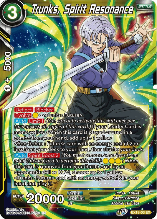 Trunks, Spirit Resonance (EX18-03) (Expansion Deck Box Set 18: Namekian Boost) (DBS-BE18)