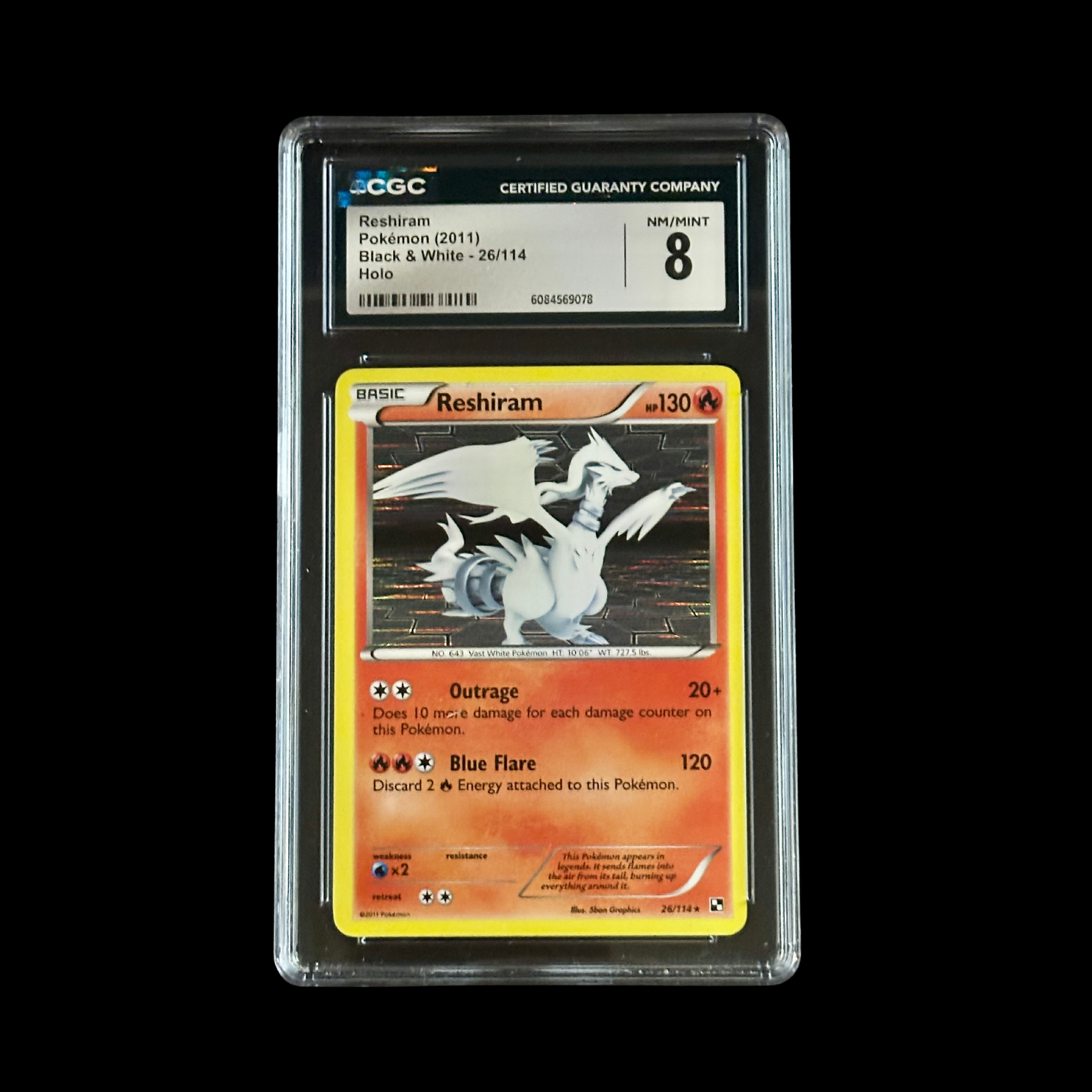 Pokemon Slab Reshiram Holo 26/114 CGC 8 NM 2011