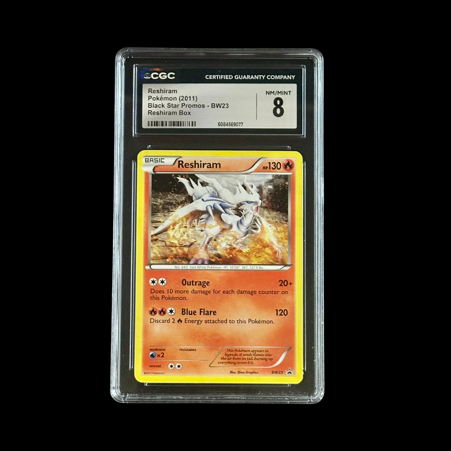 Pokemon Slab Reshiram BW23 CGC 8 NM 2011