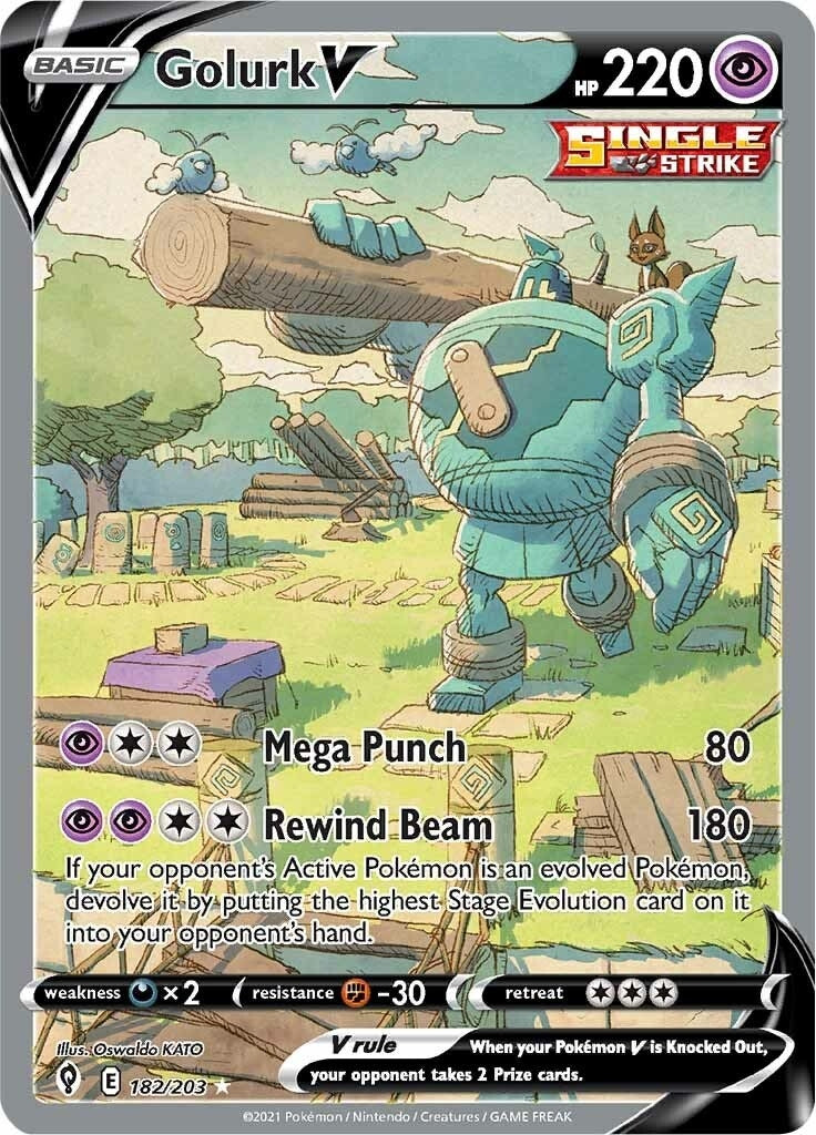 Golurk V (Alternate Full Art) (182/203) (SWSH07)