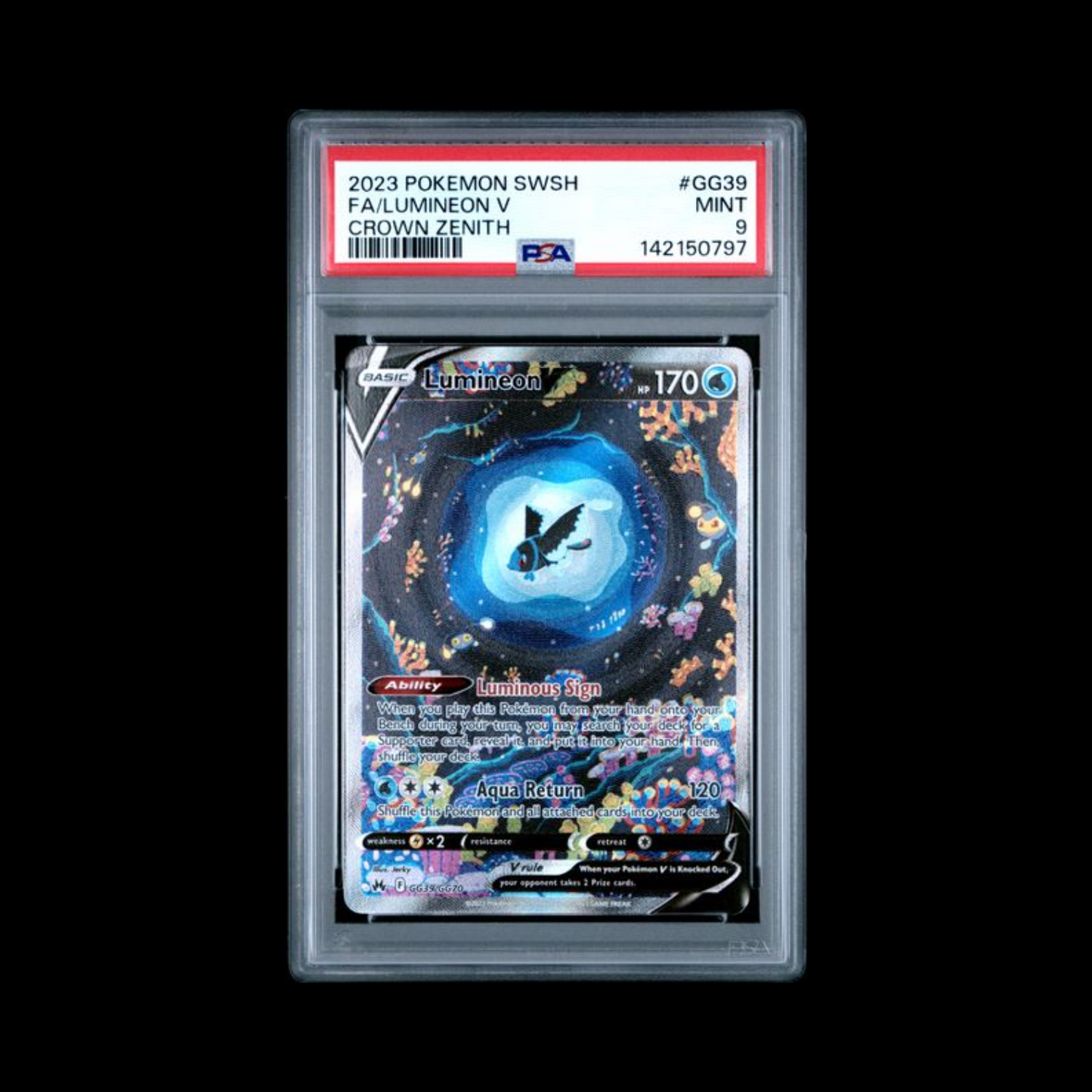 Pokemon Slab Lumineon GG39 PSA 9 Mint 2023