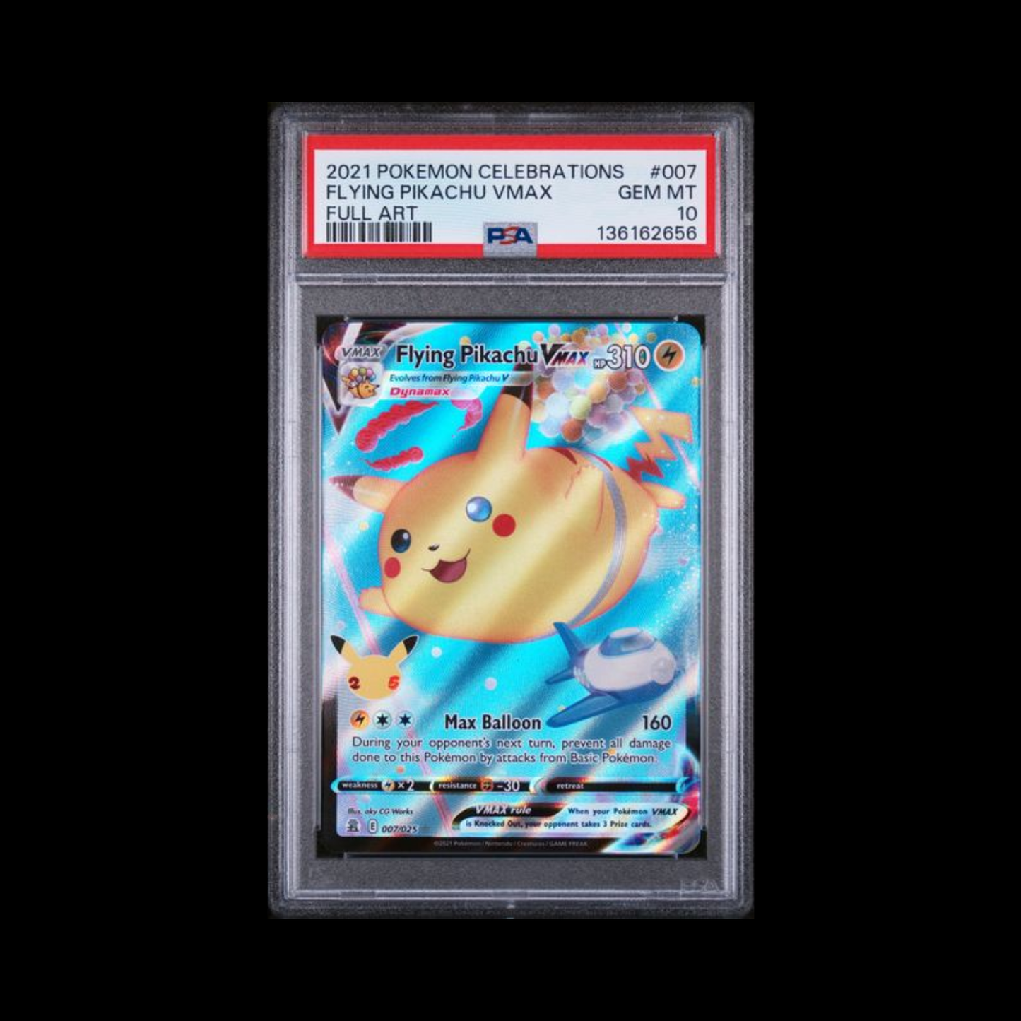 Pokemon Slab Flying Pikachu VMAX 007 PSA 10 Gem 2021