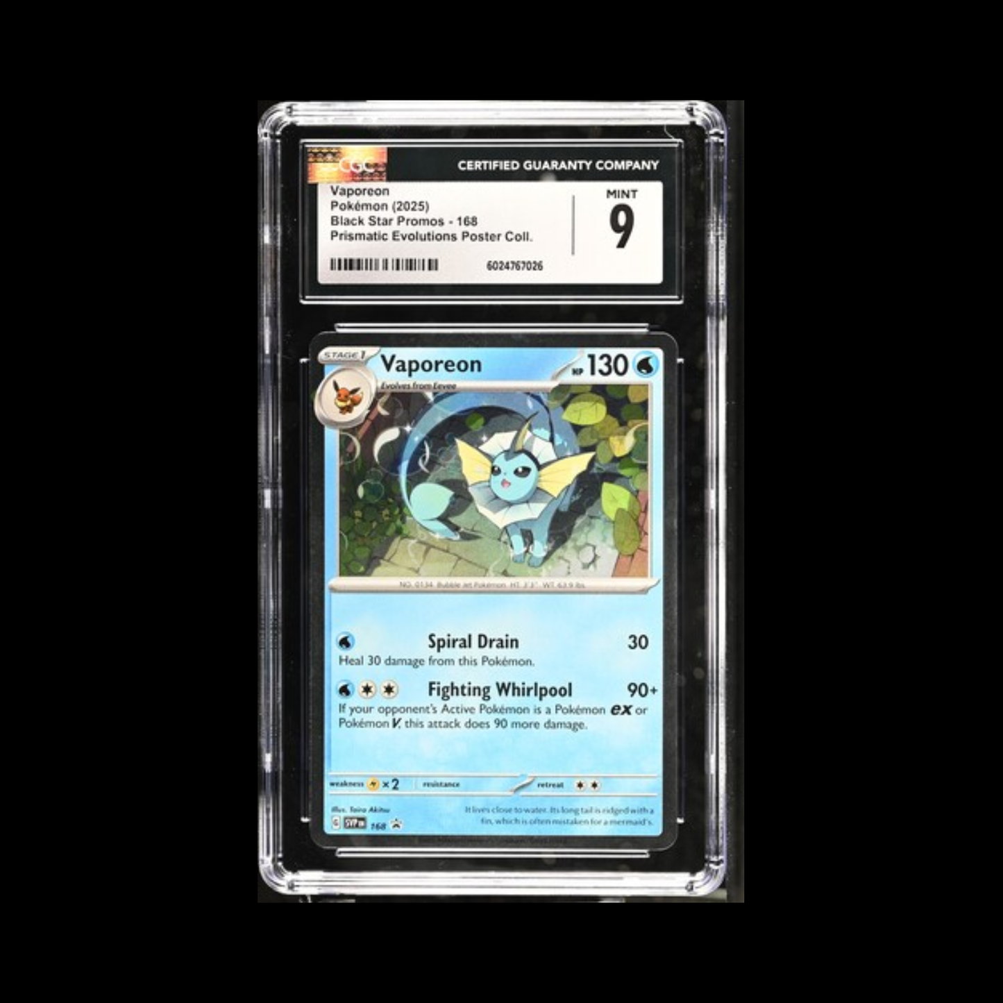 Pokemon Slab Vaporeon 168 CGC 9 Mint 2025