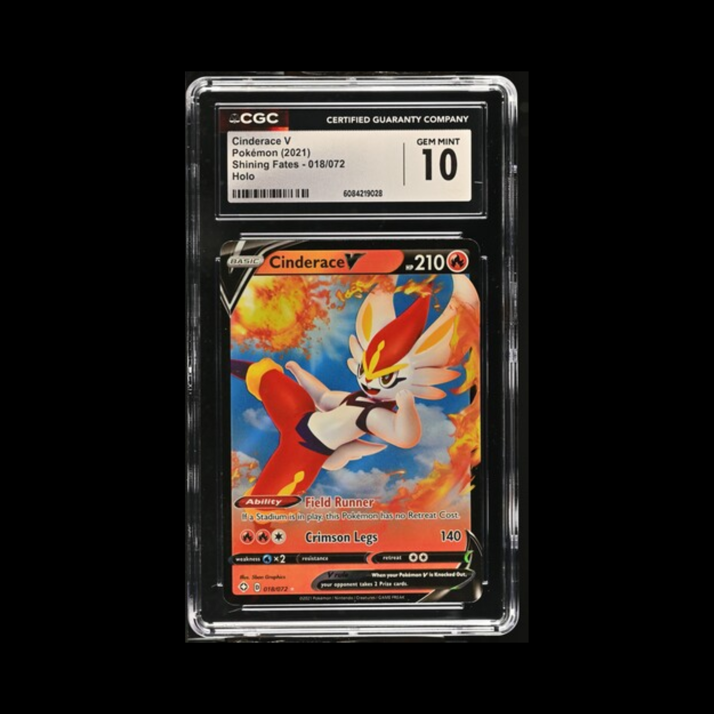 Pokemon Slab Cinderace V 018 CGC 10 Gem 2021