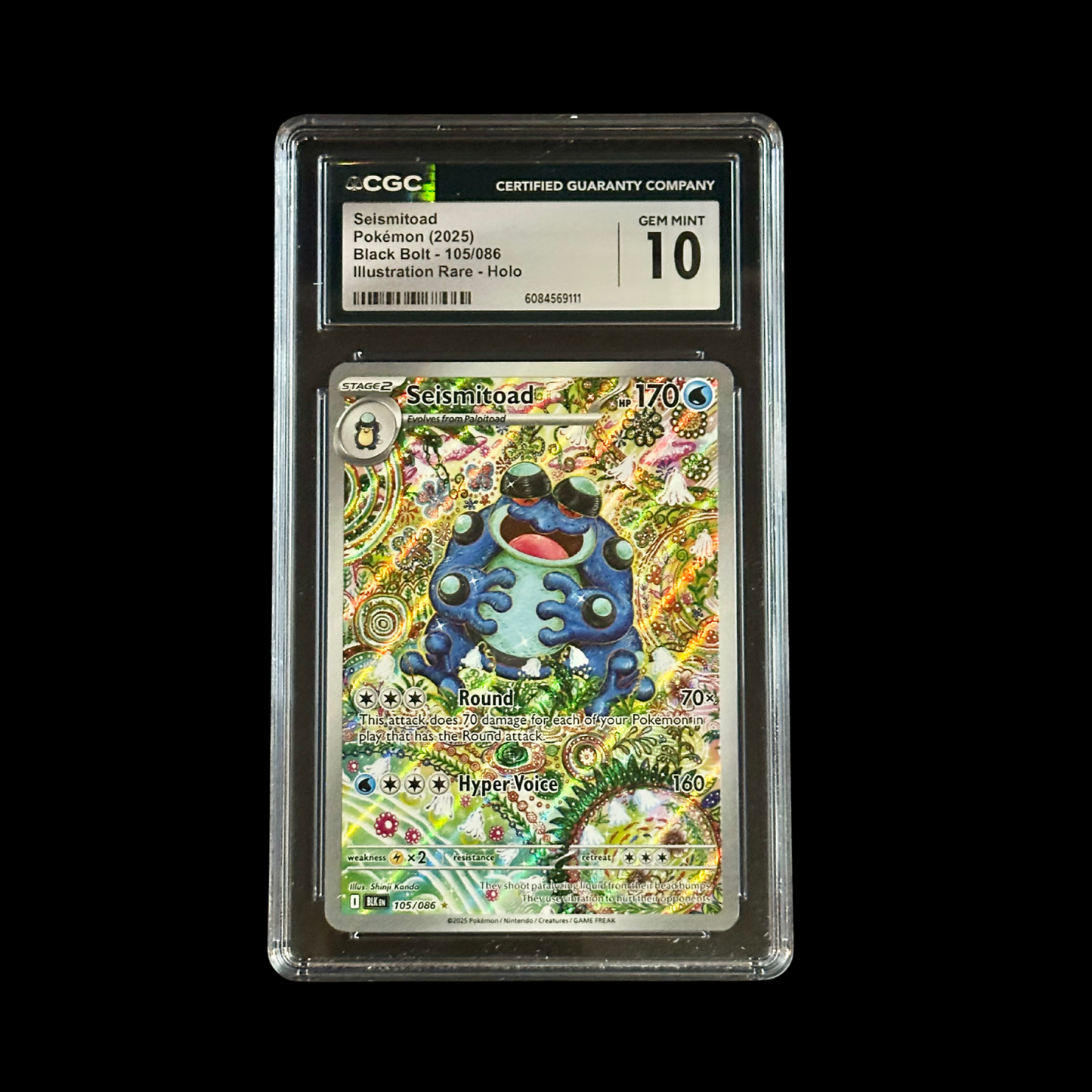 Pokemon Slab Seismitoad 105/086 CGC 10 Gem 2025