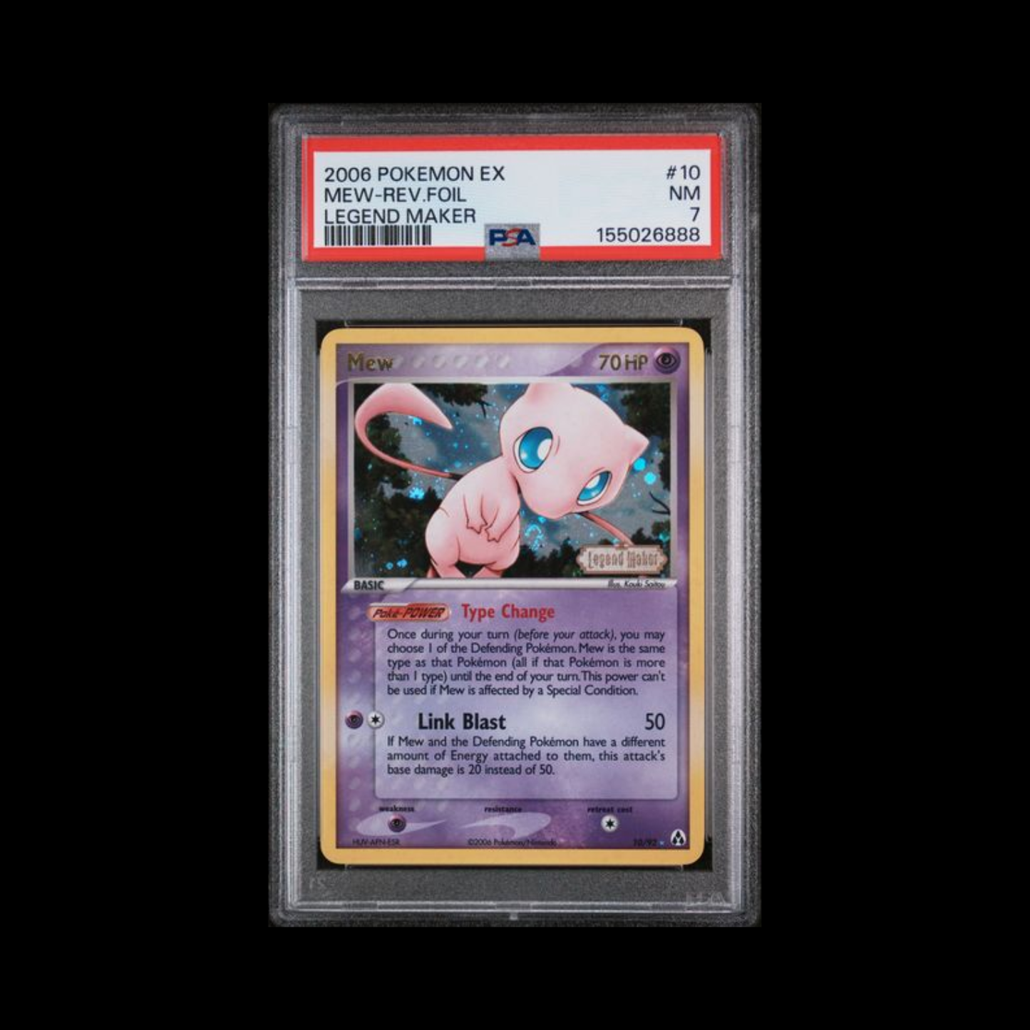 Pokemon Slab Mew 10 Reverse Holo PSA 7 2006