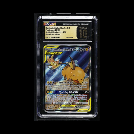Pokemon Slab Raichu & Alolan Raichu GX 221 CGC Pristine 10 **POP 10** 2019