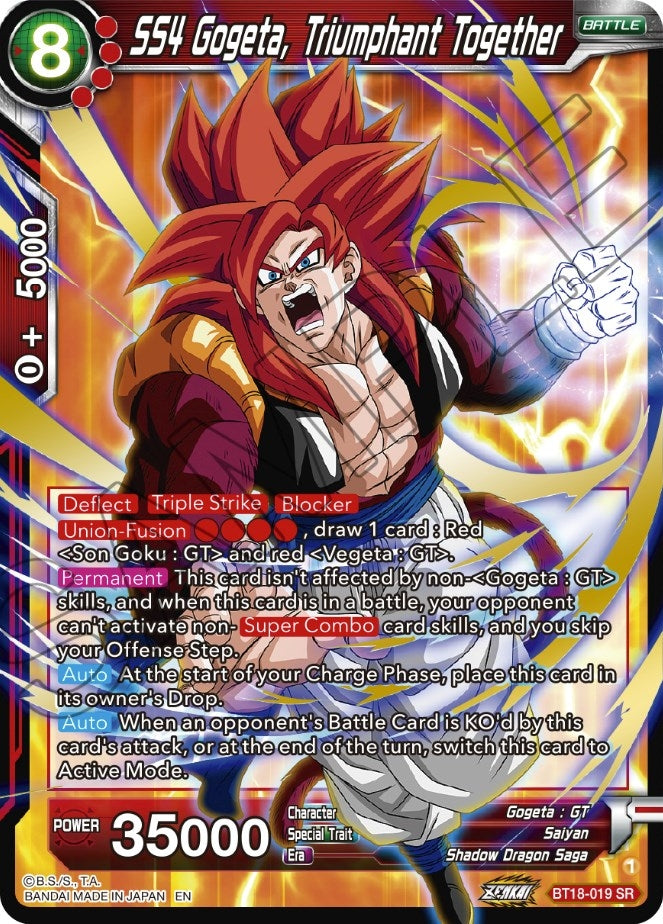 SS4 Gogeta, Triumphant Together (BT18-019) (Dawn of the Z-Legends) (DBS-B18)