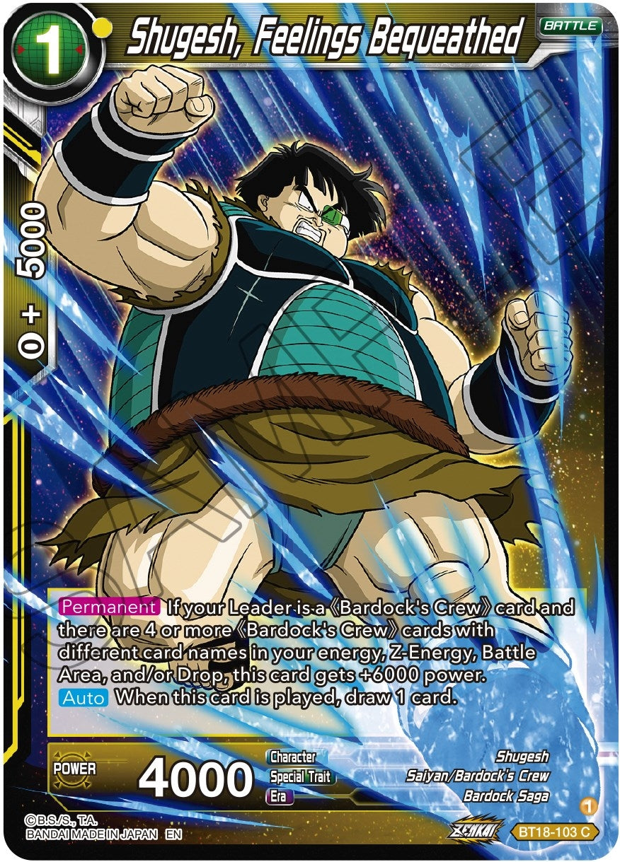 Shugesh, Feelings Bequeathed (BT18-103) (Dawn of the Z-Legends) (DBS-B18)