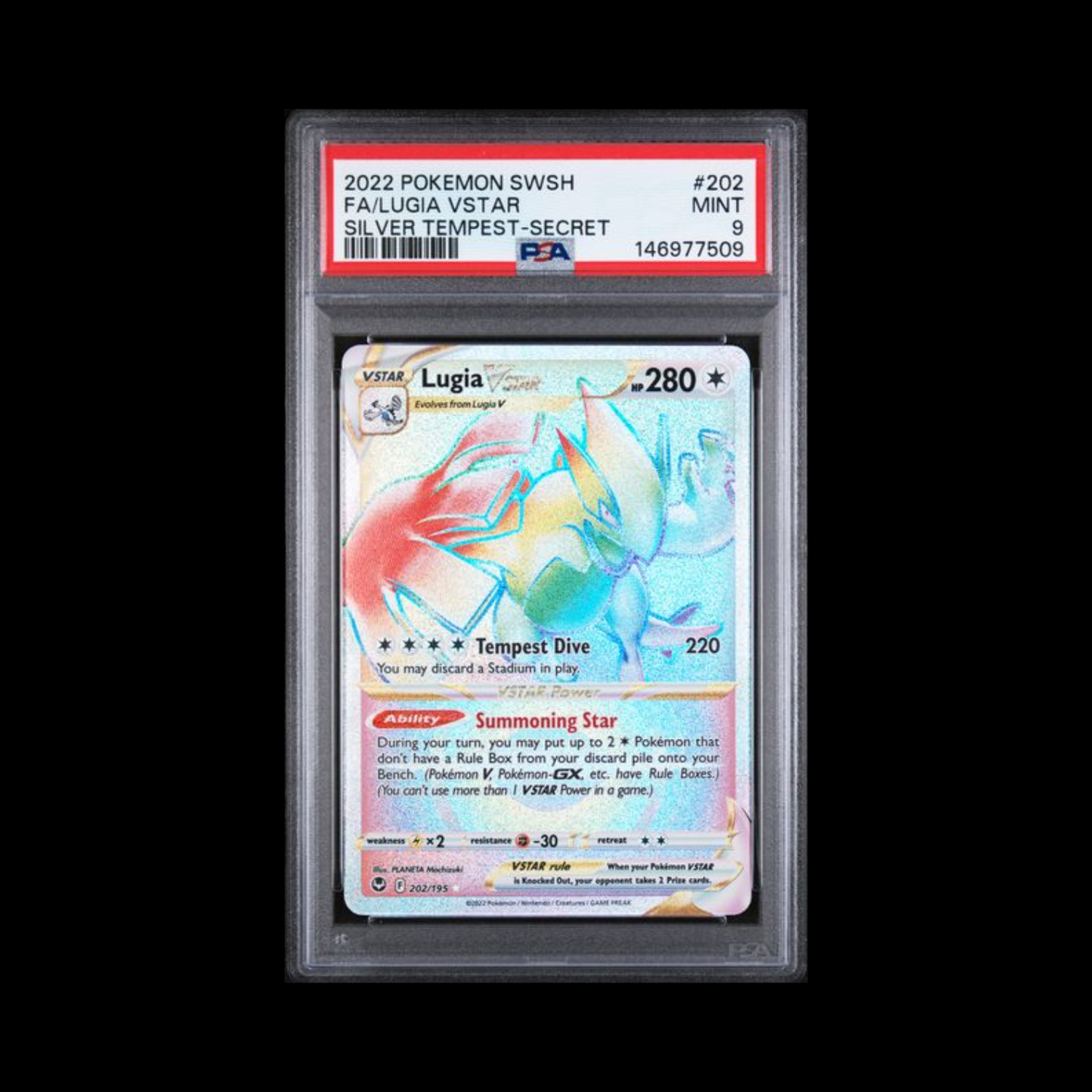Pokemon Slab Lugia Vstar 202 PSA 9 Mint 2022