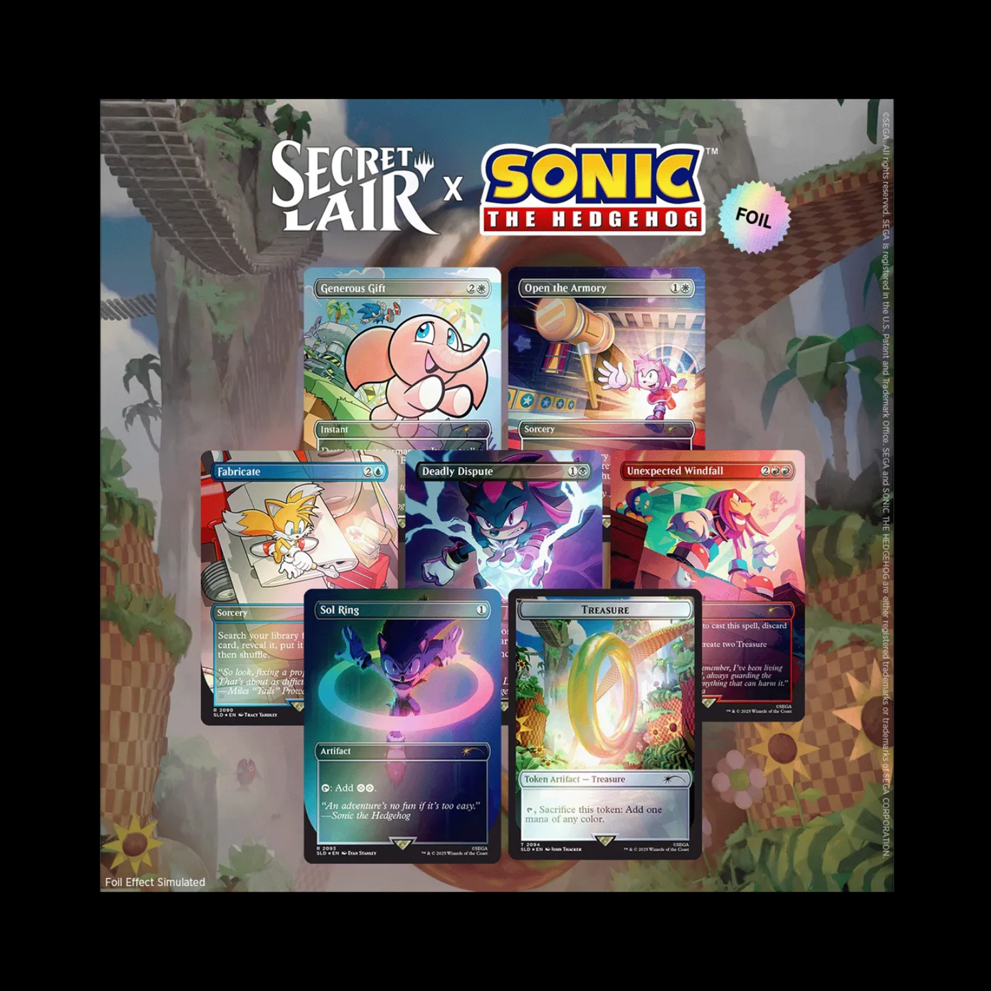MTG Magic The Gathering Secret Lair Sonic The Hedgehog Chasing Adventure Rainbow Foil Sealed