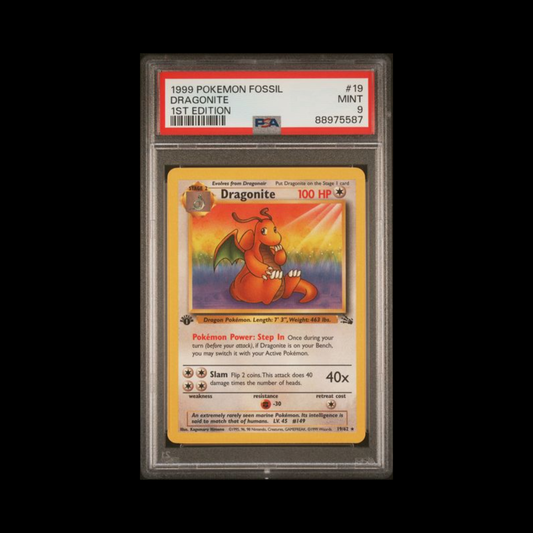 Pokemon Slab Dragonite 19 Fossil 1st Ed PSA 9 Mint 1999