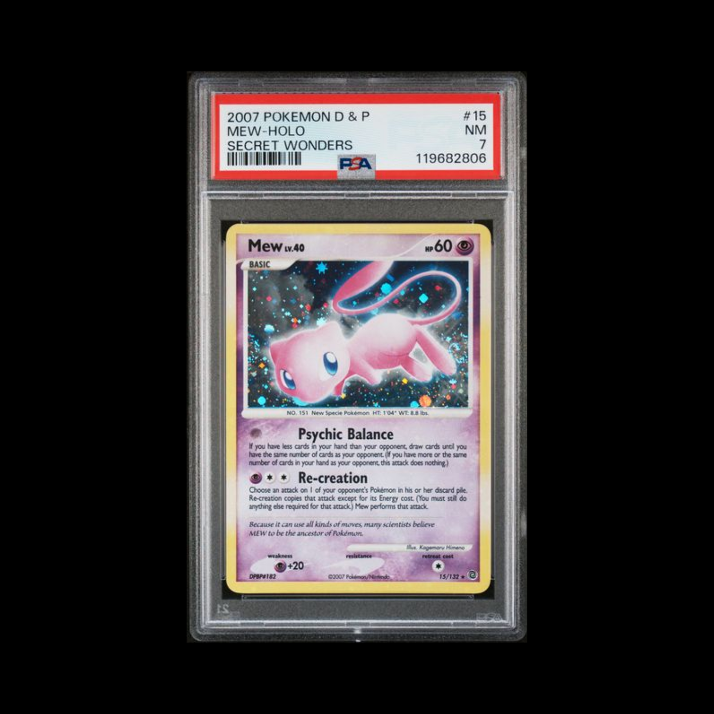 Pokemon Slab Mew 15 Holo PSA 7 NM 2007