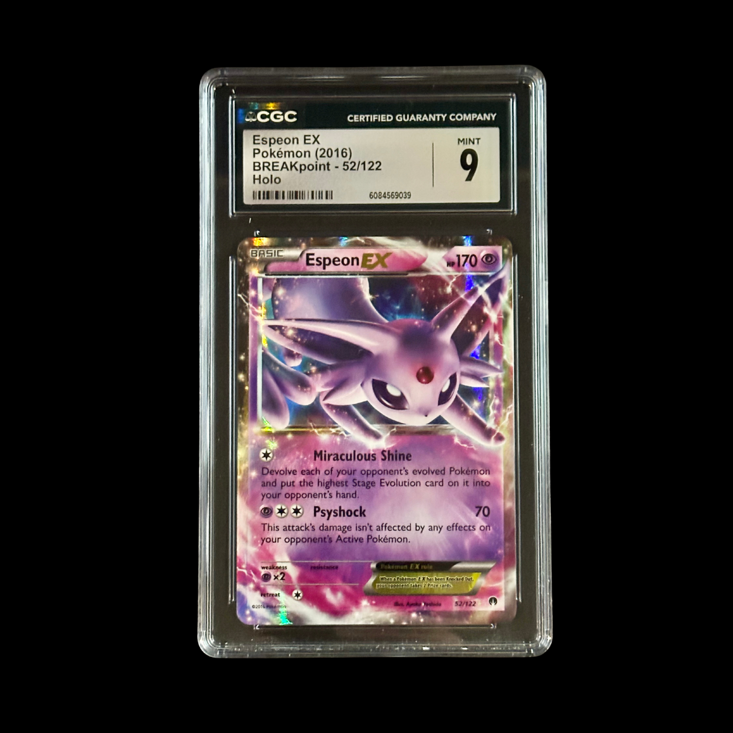 Pokemon Slab Espeon EX 52/122 CGC 9 Mint 2016