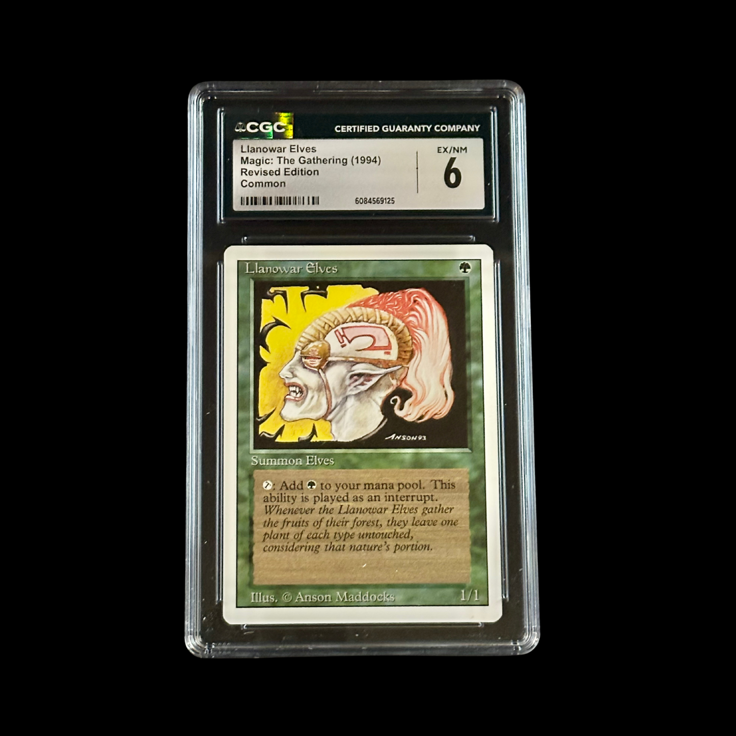 MTG Magic The Gathering Slab Llanowar Elves Revised CGC 6 EX 1994