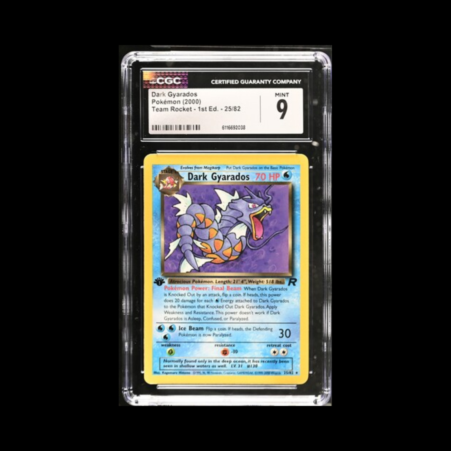 Pokemon Slab Dark Gyarados 1st Ed 25 CGC 9 Mint 2000