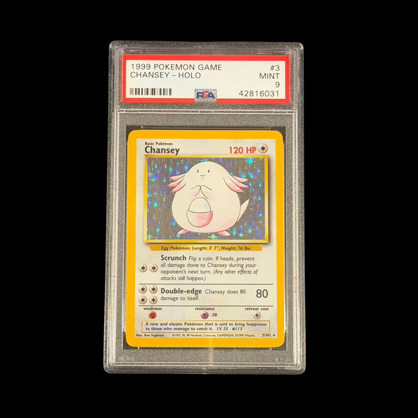 Pokemon Slab Chansey 3 Base Set Holo PSA 9 Mint 1999
