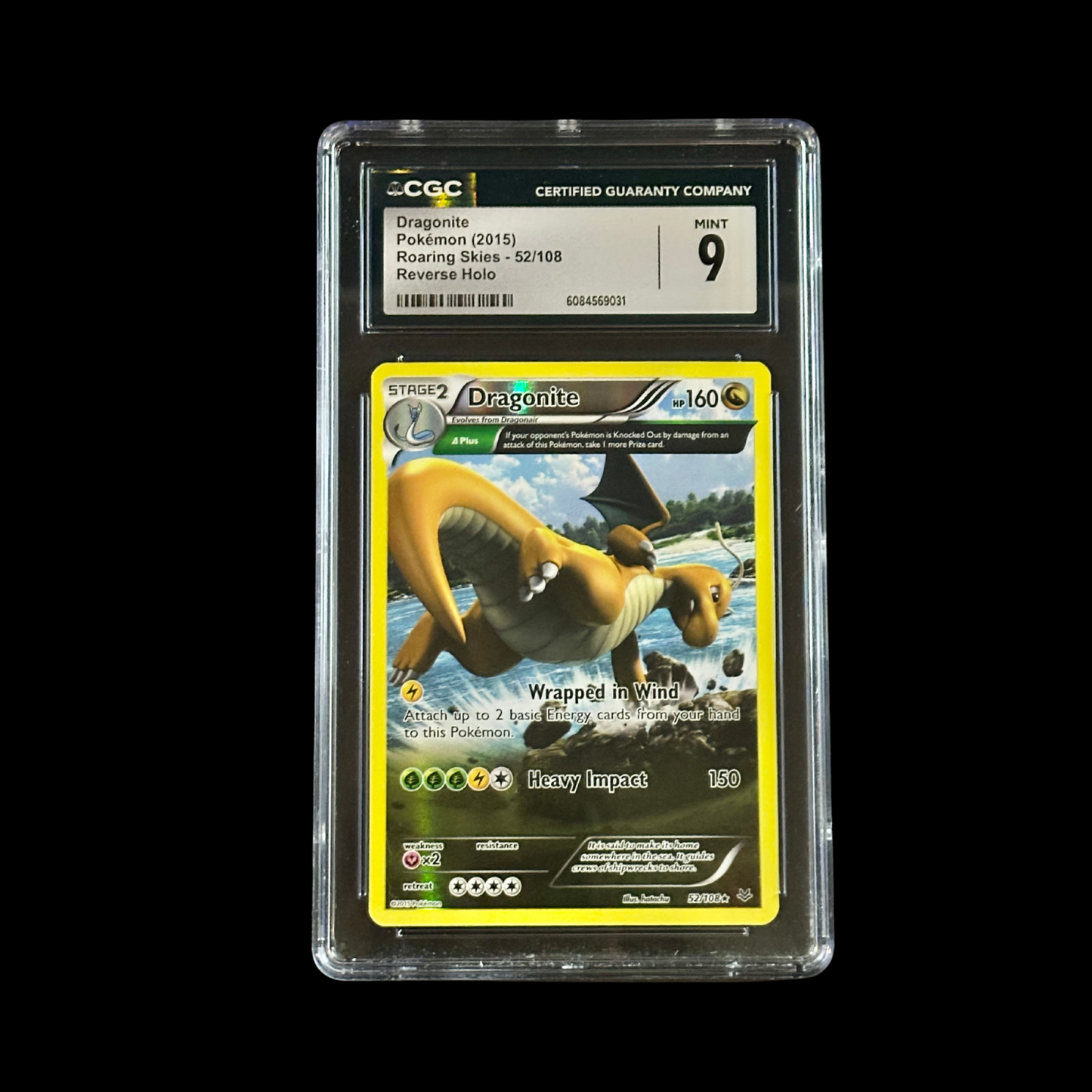 Pokemon Slab Dragonite 52/108 CGC 9 Mint 2015