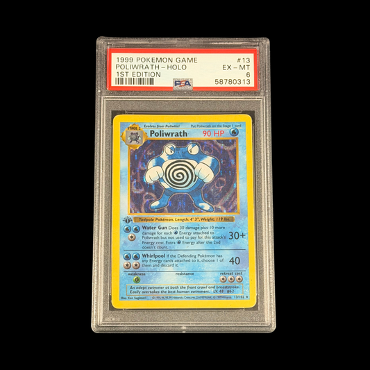 Pokemon Slab Poliwrath 13 Base Set Holo 1st Edition PSA 6 EX-MT 1999