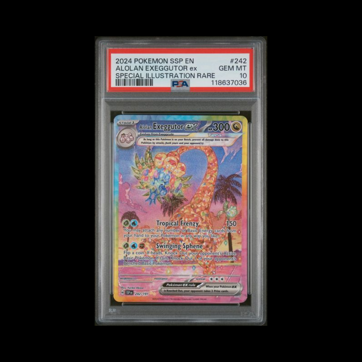 Pokemon Slab Alolan Exeggutor EX 242 PSA 10 Gem 2024