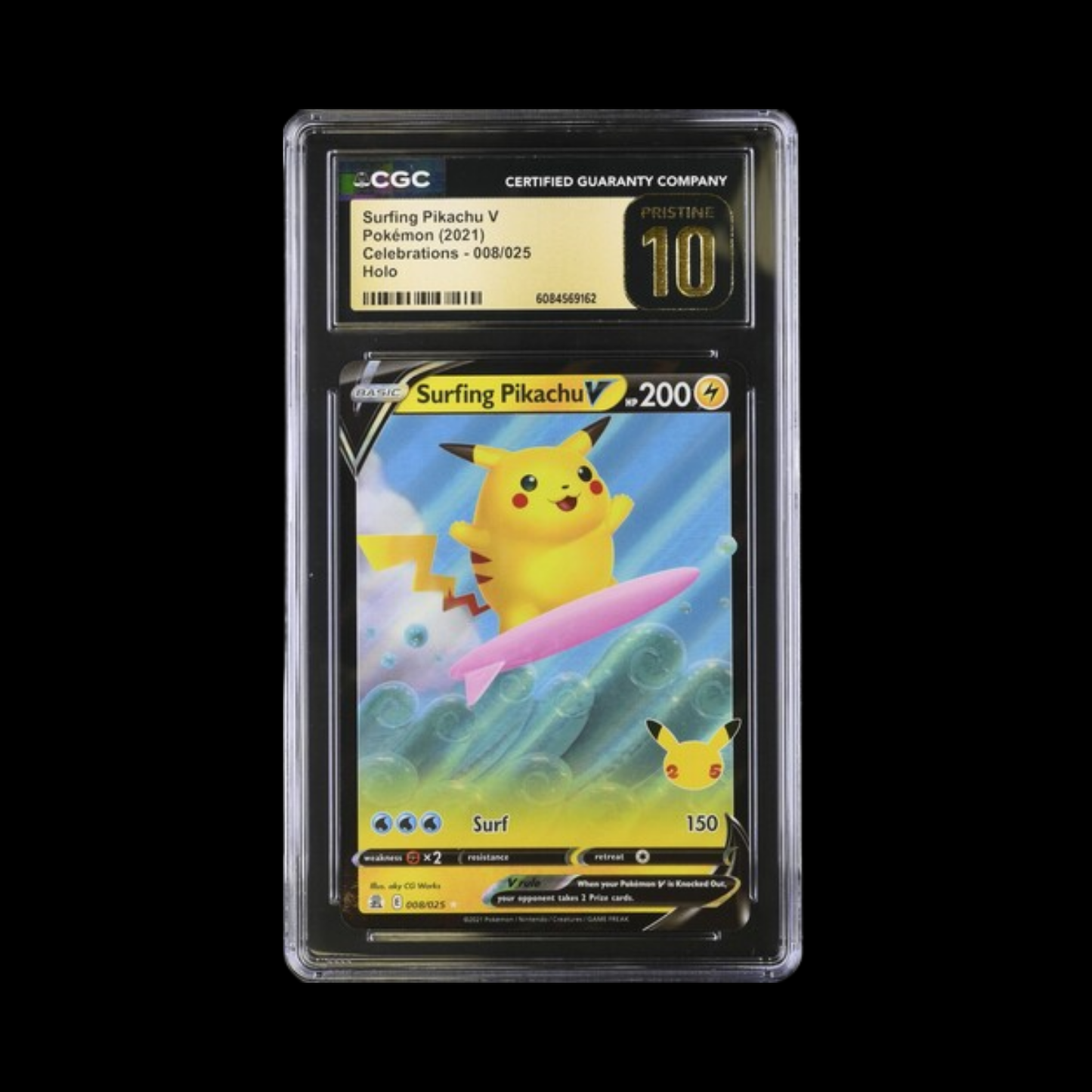 Pokemon Slab Surfing Pikachu 008 2021 CGC Pristine 10