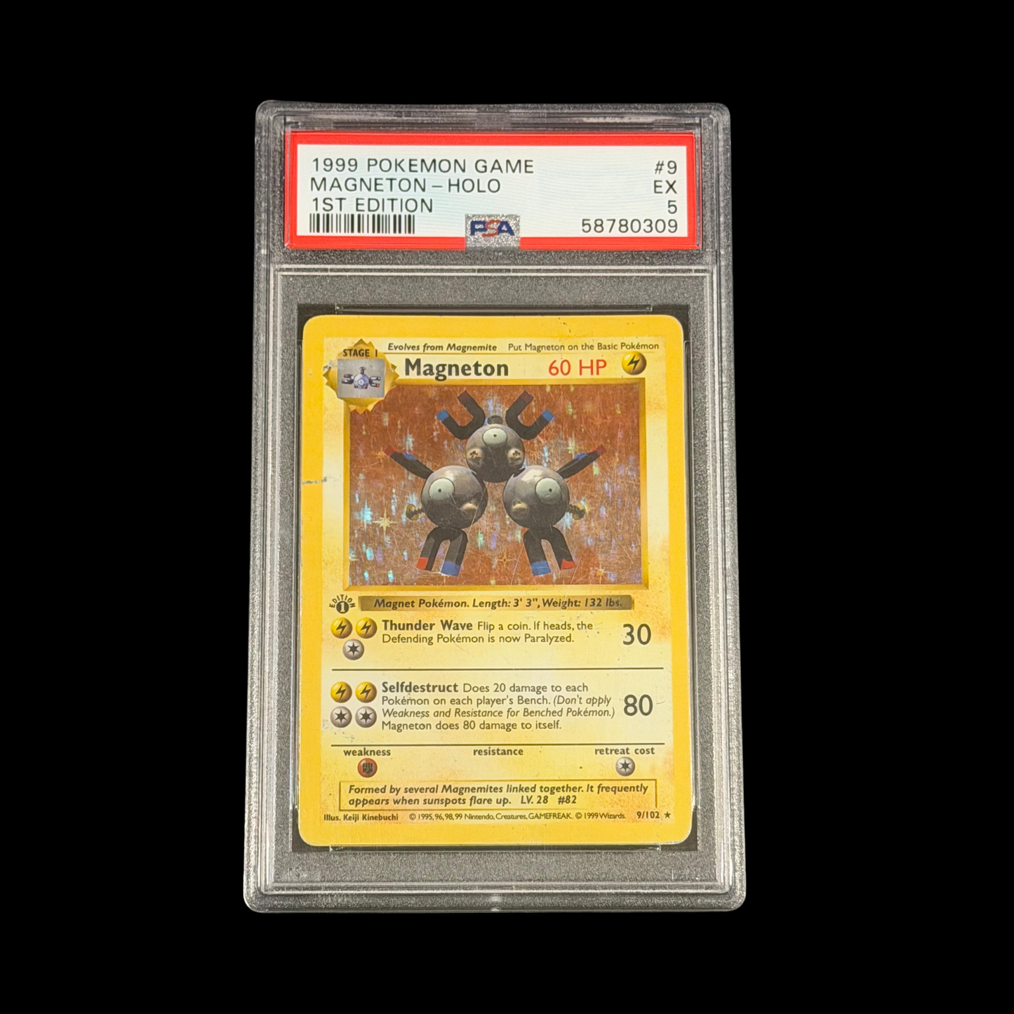 Pokemon Slab Magneton 9 Base Set Holo 1st Edition PSA 5 EX 1999