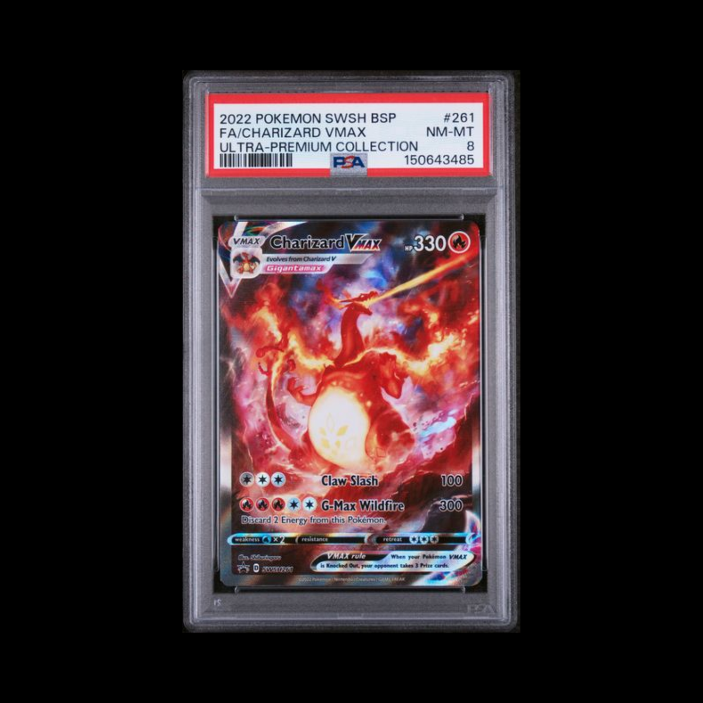 Pokemon Slab Charizard VMAX 261 PSA 8 NM 2022