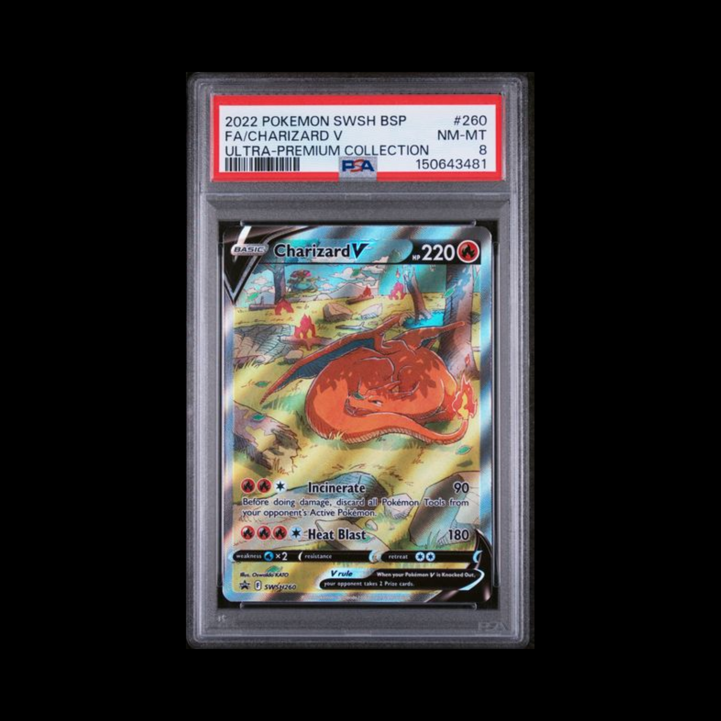 Pokemon Slab Charizard V 260 PSA 8 NM 2022