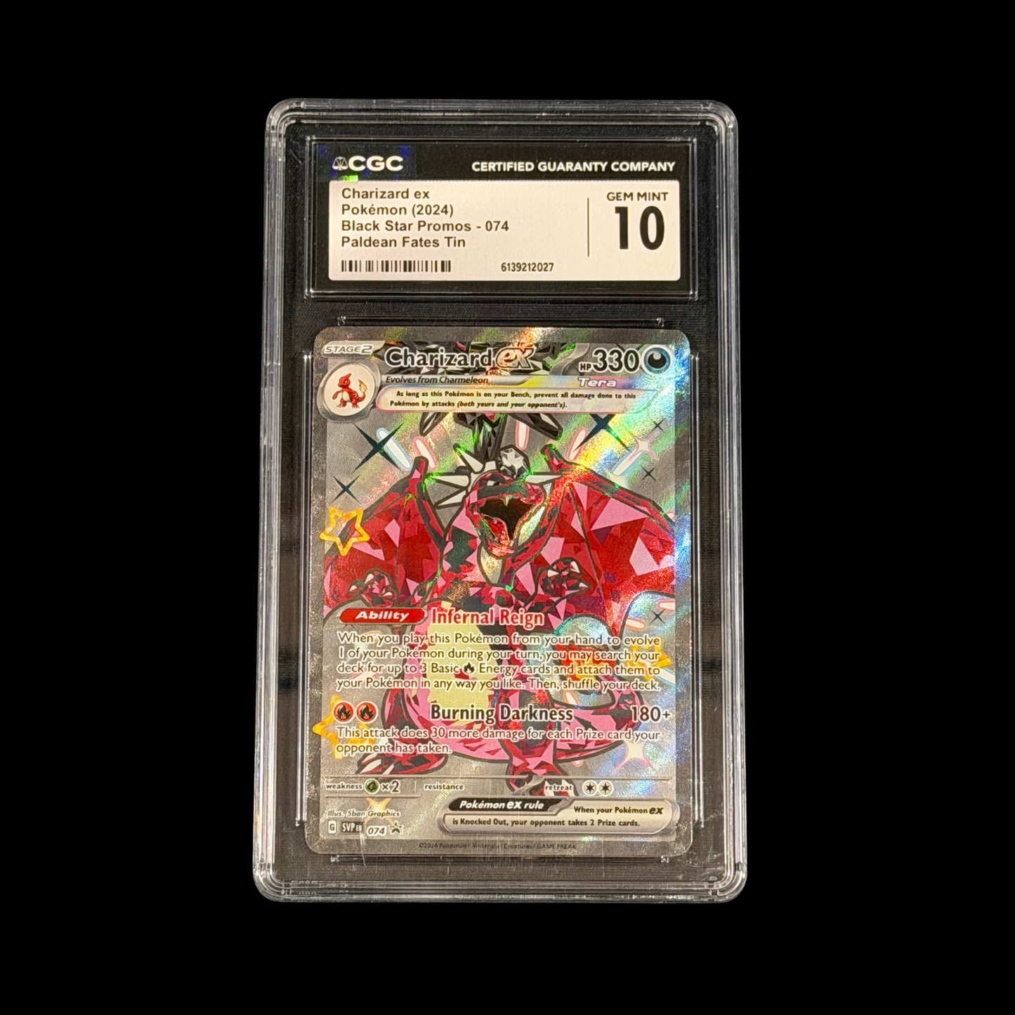 Pokemon Slab Charizard EX 074 CGC 10 Gem 2024